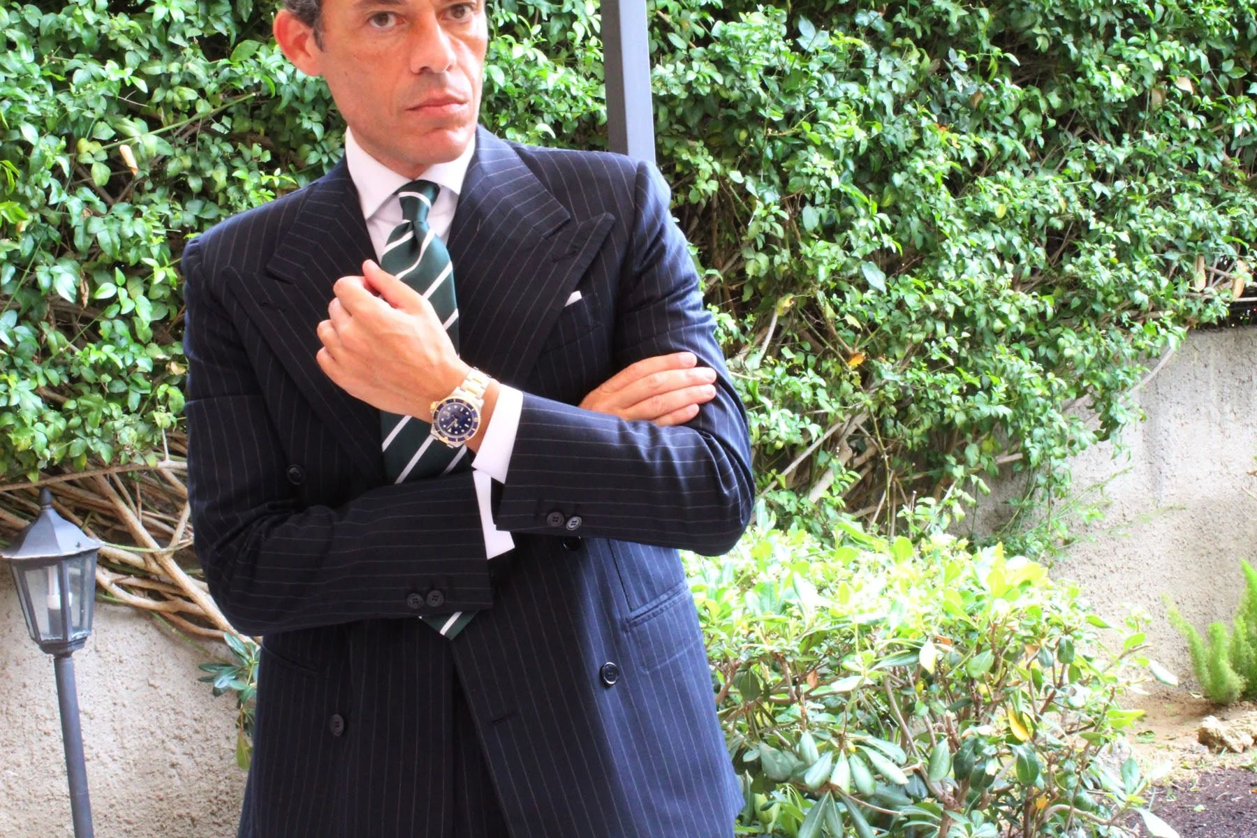 Forest Green Striped Necktie - Image 6