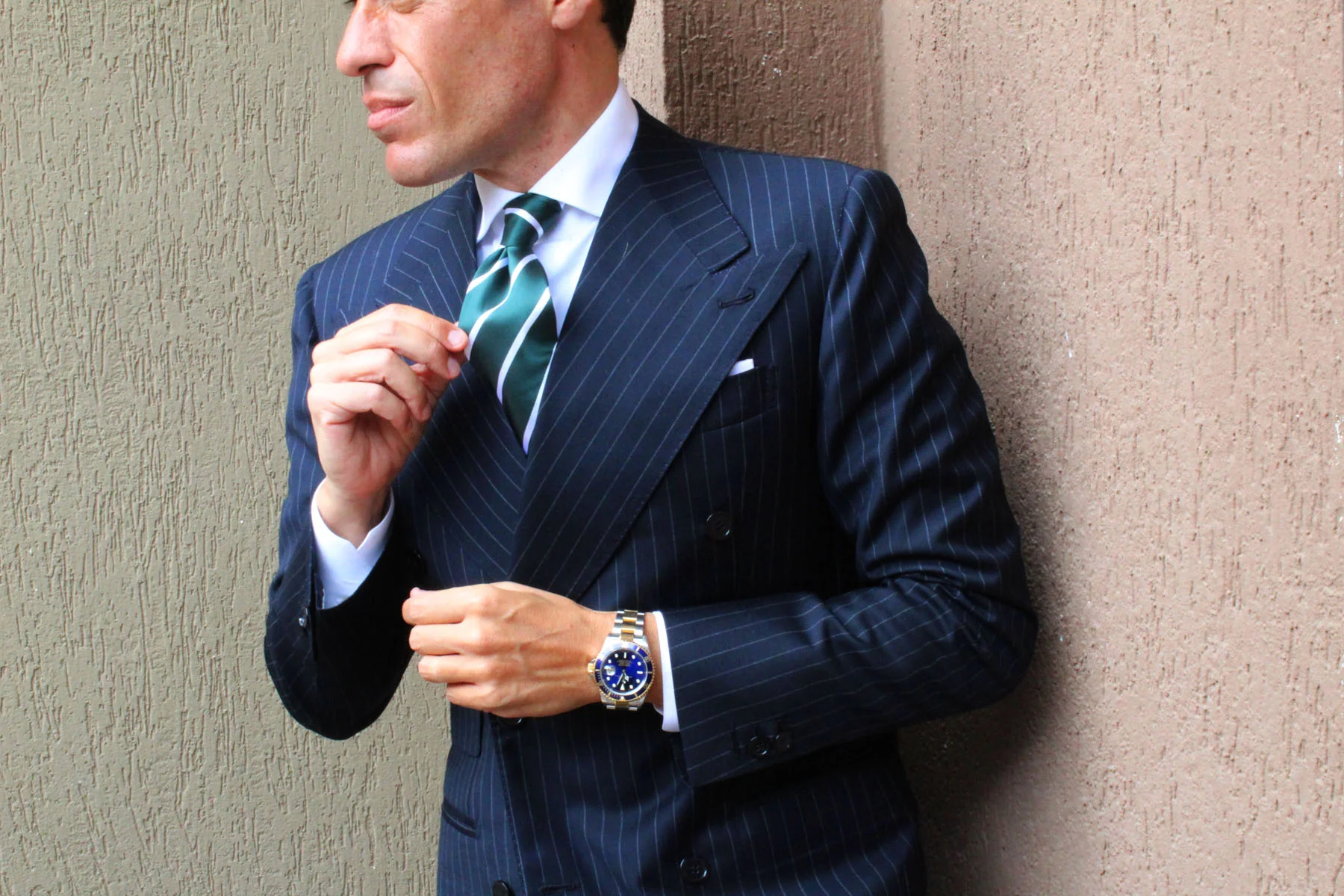 Forest Green Striped Necktie - Image 7