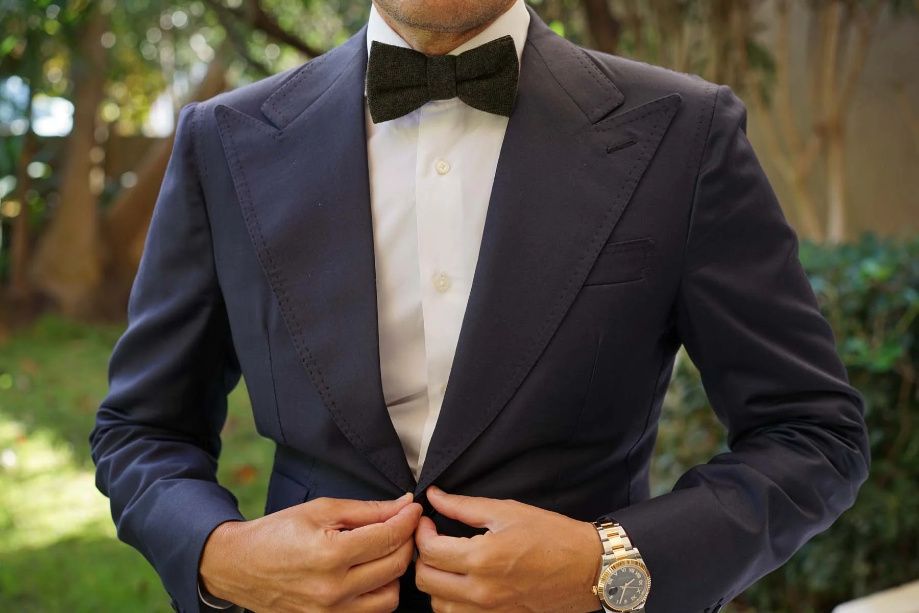 Forest Romney Sharkskin Wool Bow Tie - Image 3