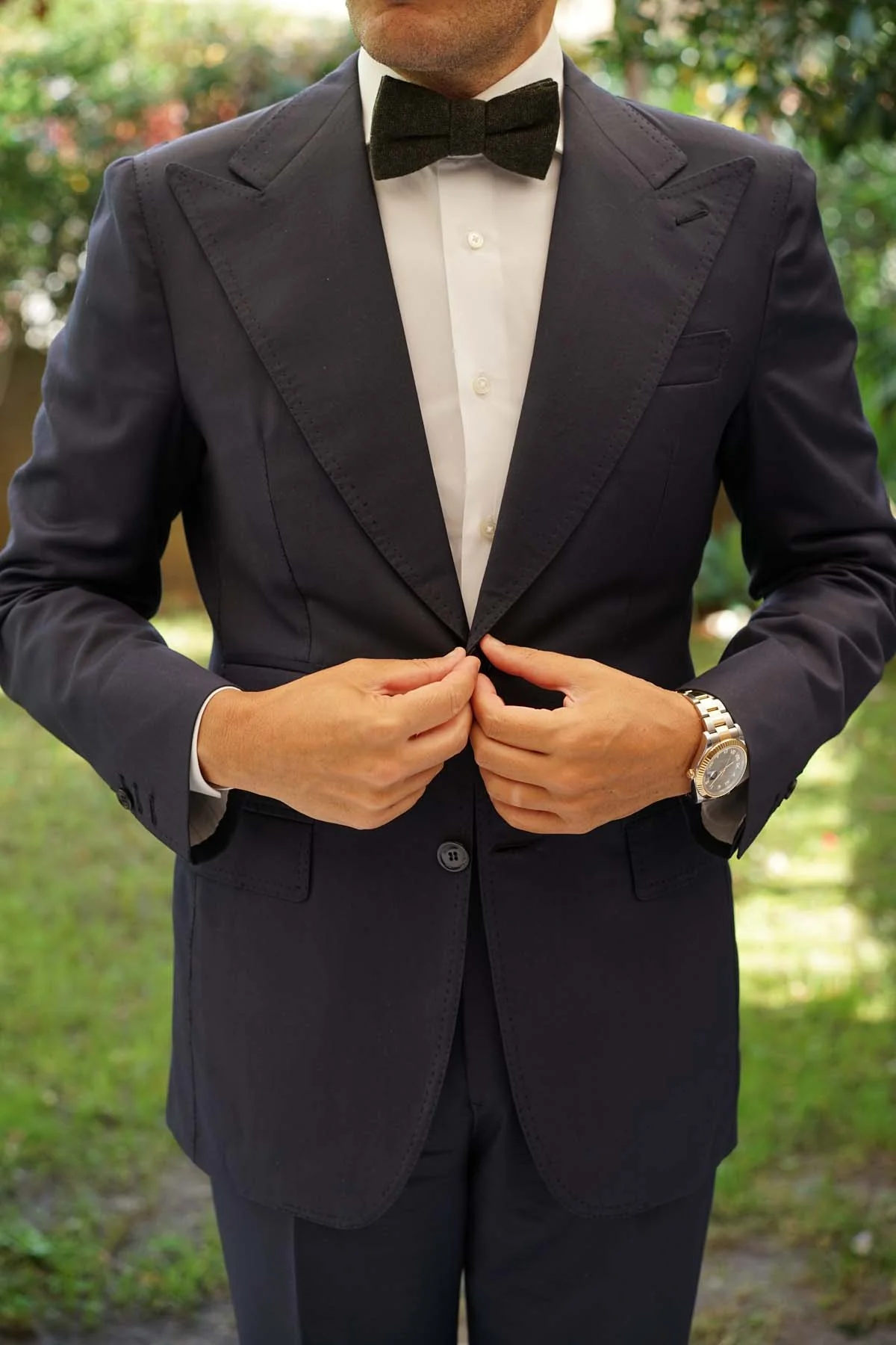 Forest Romney Sharkskin Wool Bow Tie - Image 4