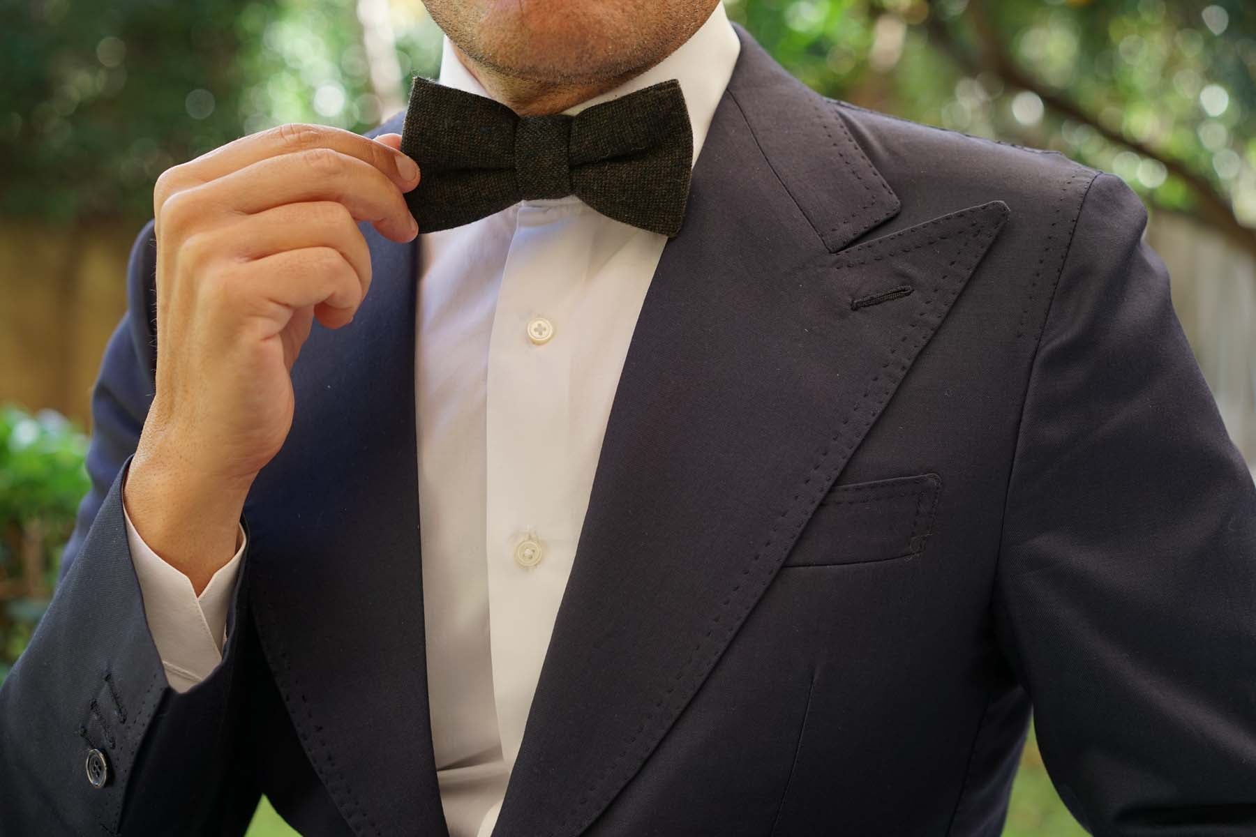 Forest Romney Sharkskin Wool Bow Tie - Image 6