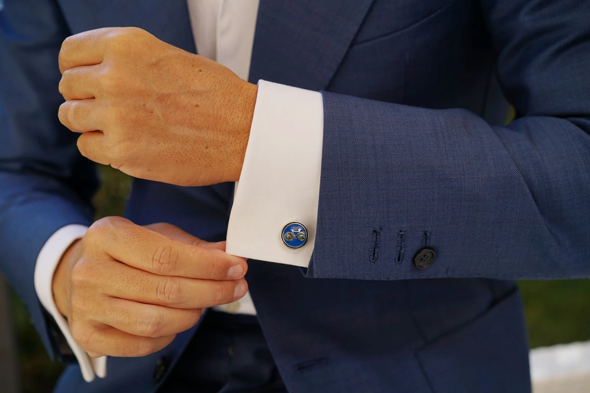 French Blue Bicycle Cufflinks - Image 8