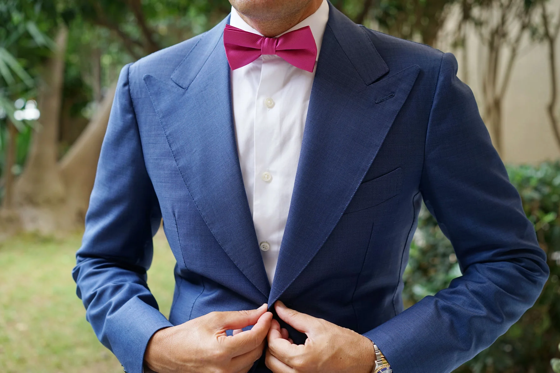 Fuchsia Pink Twill Bow Tie - Image 3