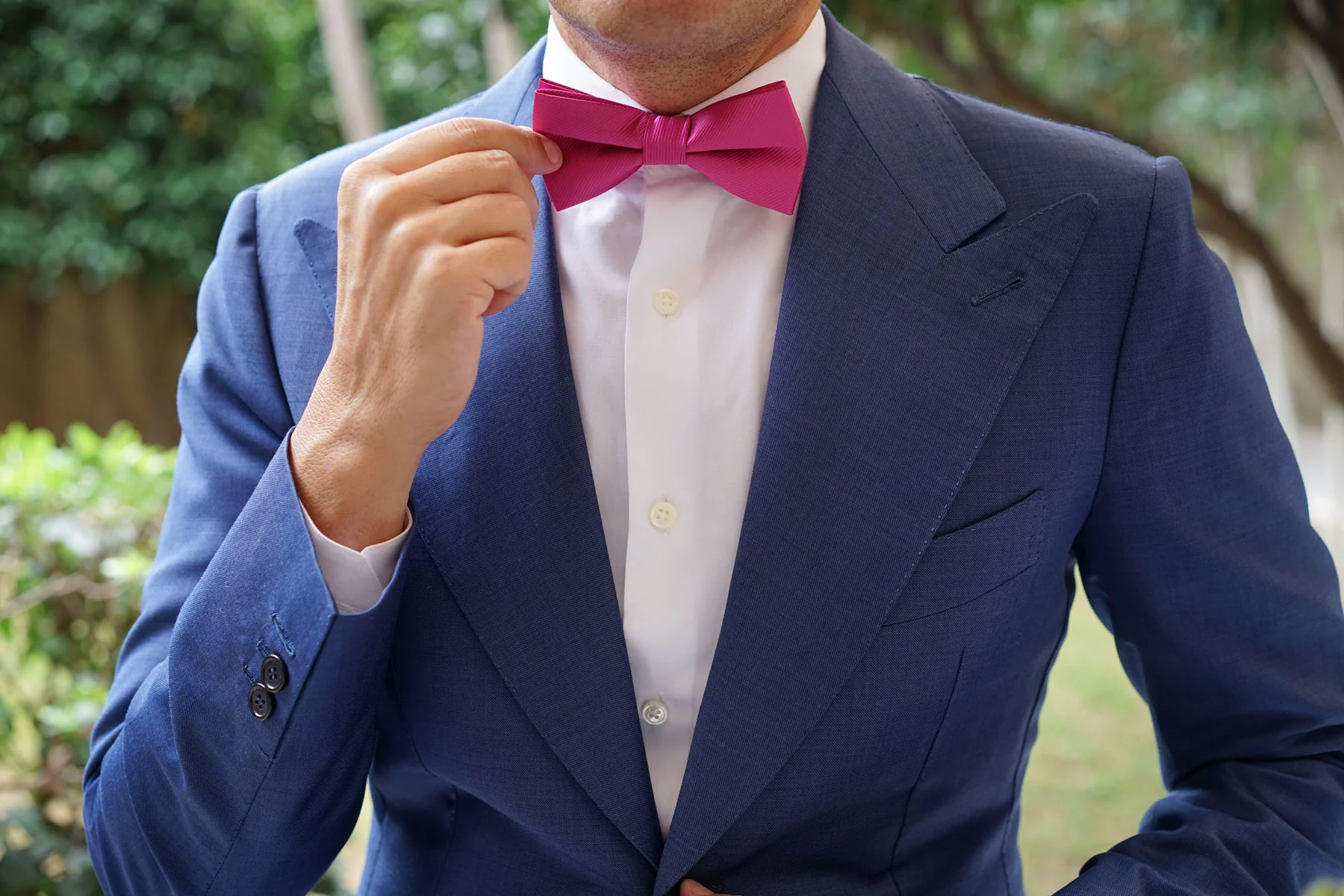 Fuchsia Pink Twill Bow Tie - Image 5