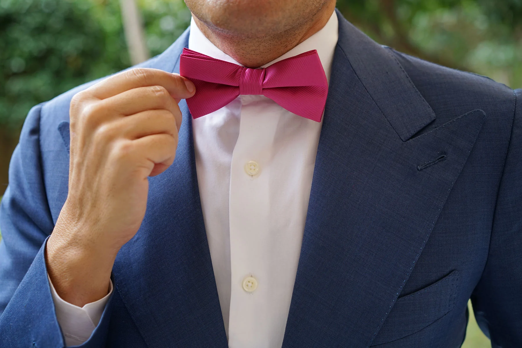 Fuchsia Pink Twill Bow Tie - Image 6