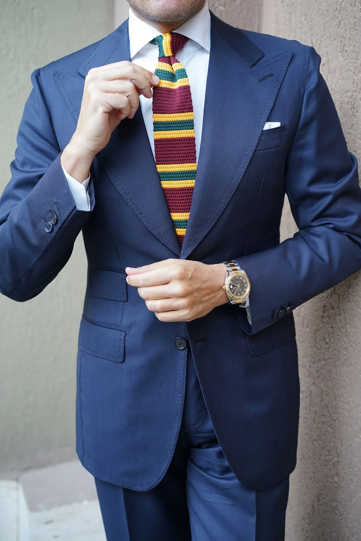 Gable Maroon Striped Knitted Tie - Image 11