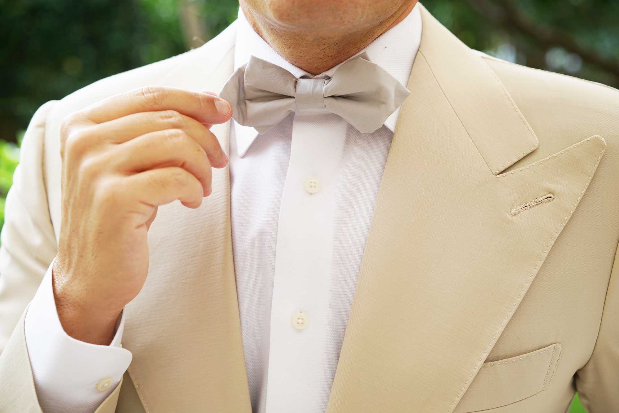 Gainsboro Light Gray Cotton Diamond Bow Tie - Image 9