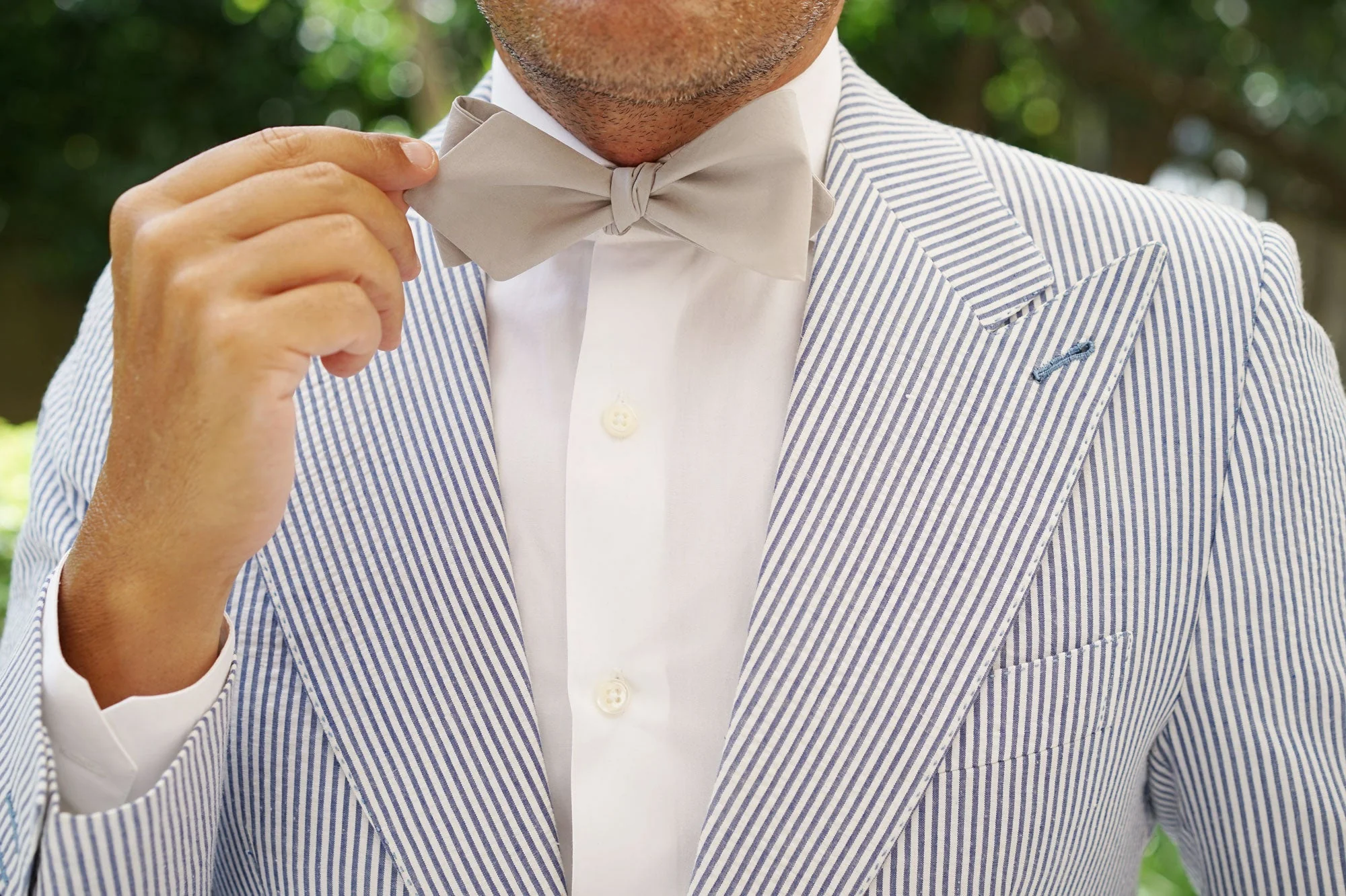 Gainsboro Light Gray Cotton Self Tie Diamond Tip Bow Tie - Image 9