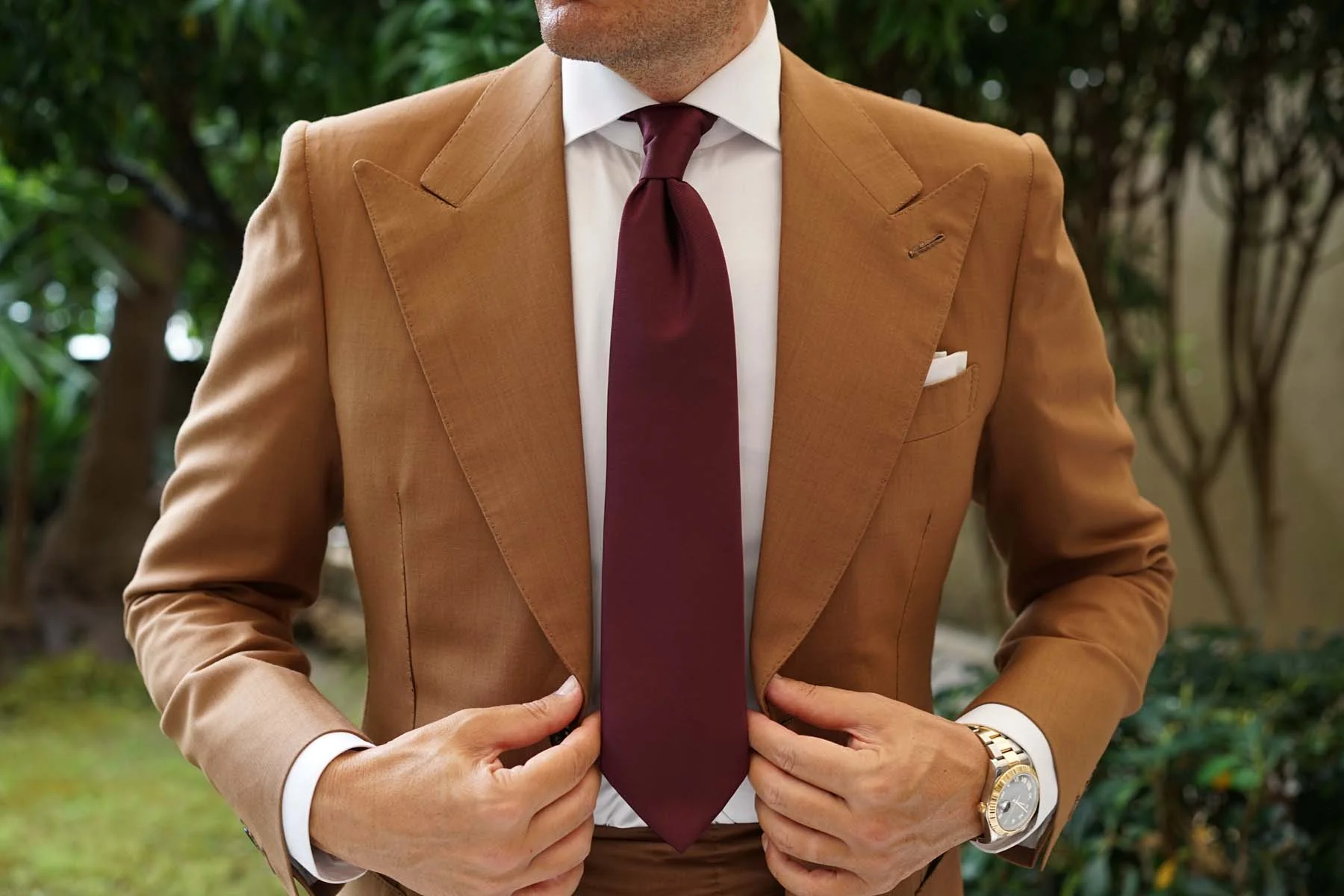Garnet Wine Burgundy Weave Necktie - Image 4