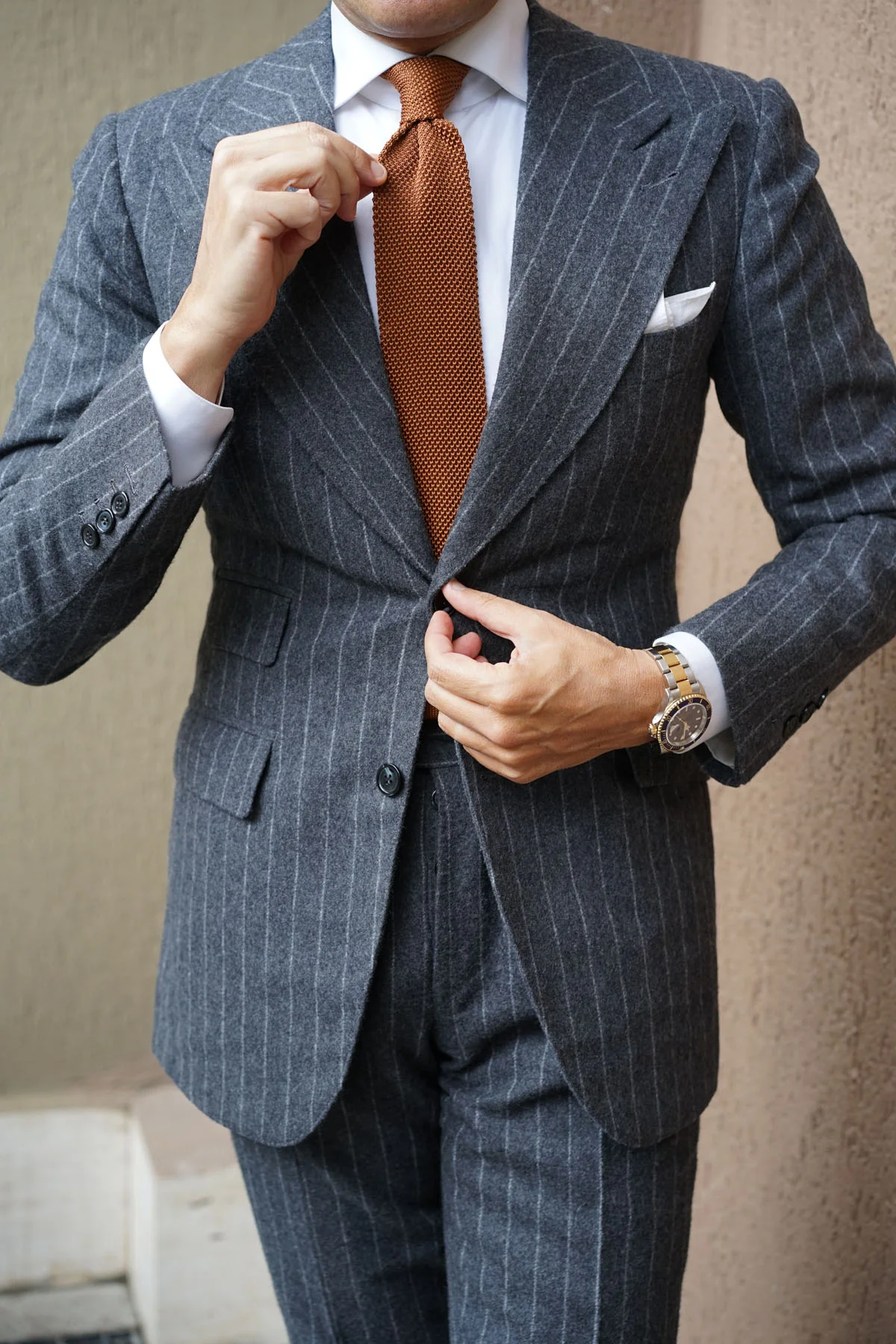 Giamatti Golden Brown Knitted Tie - Image 9
