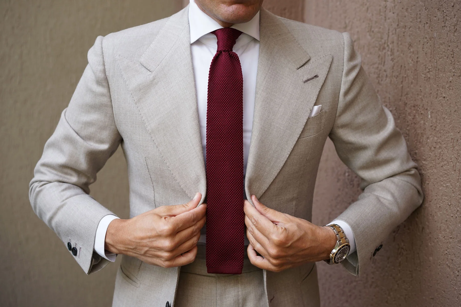 Gogo Burgundy Maroon Knitted Tie - Image 15