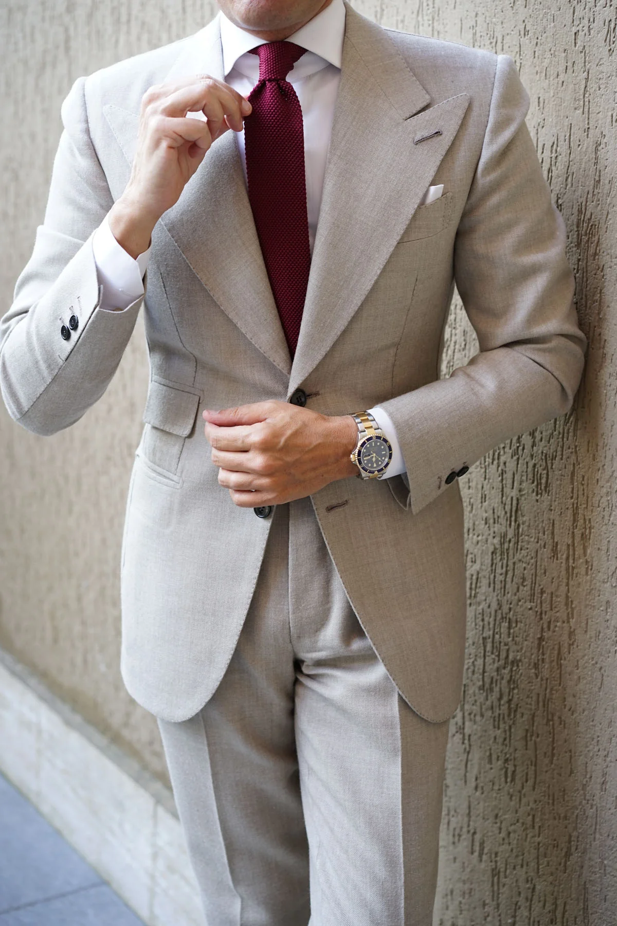 Gogo Burgundy Maroon Knitted Tie - Image 9