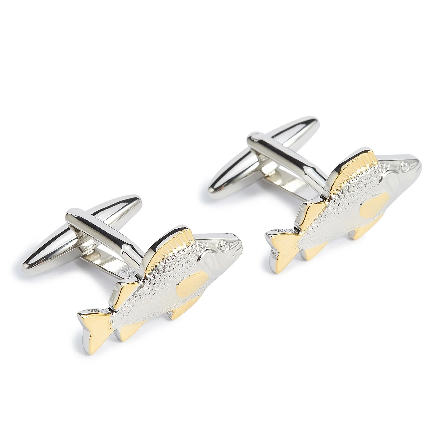 Gold Accent White Sea Bass Cufflinks - Image 2
