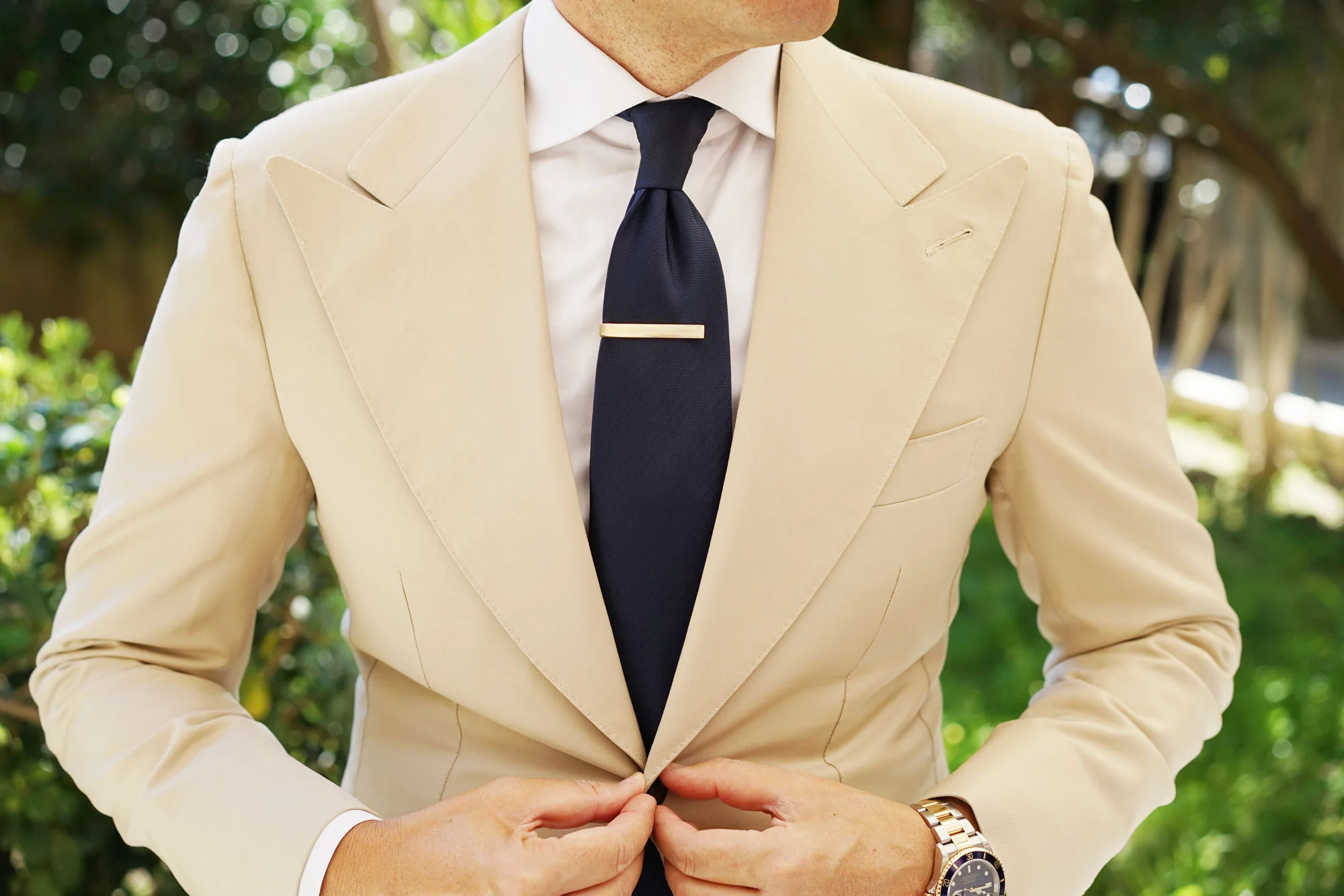 Gold Horizontal Lines Tie Bar - Image 3