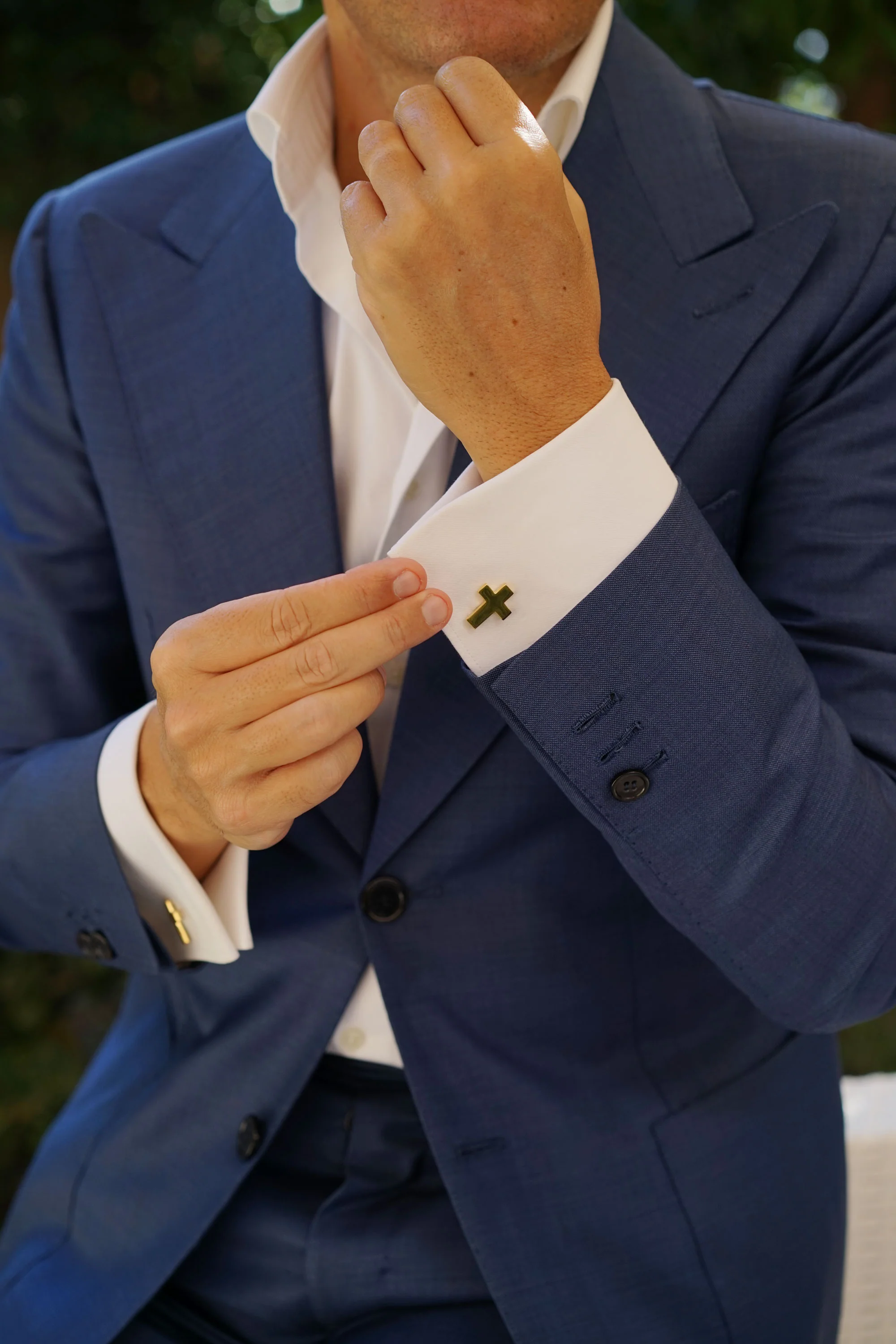 Gold Latin Cross Cufflinks - Image 5