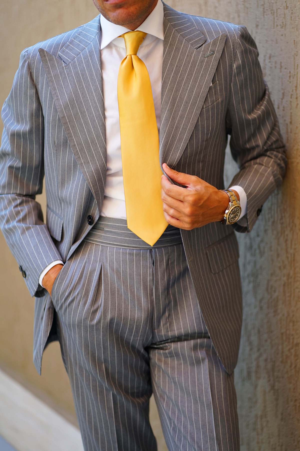 Gold Satin Necktie - Image 12