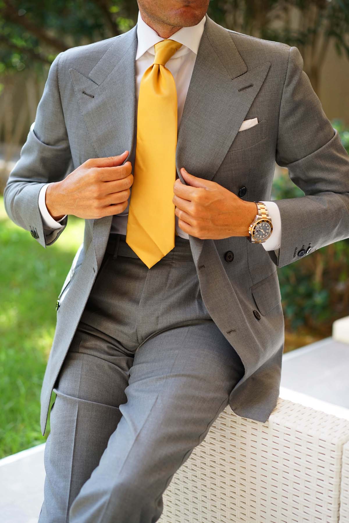 Gold Satin Necktie - Image 7