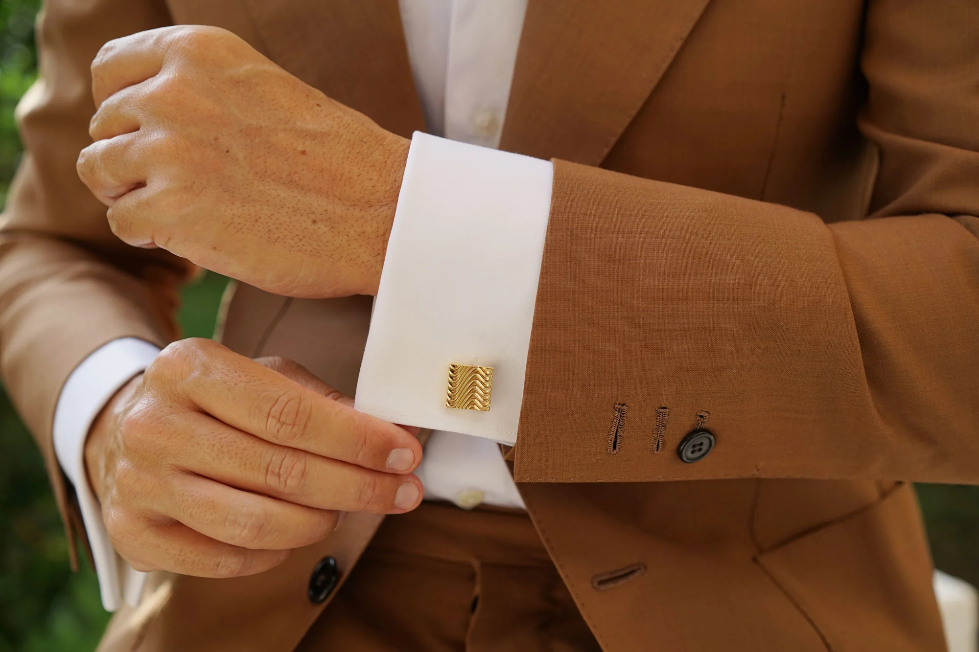 Gold Square Wave Cufflinks - Image 10