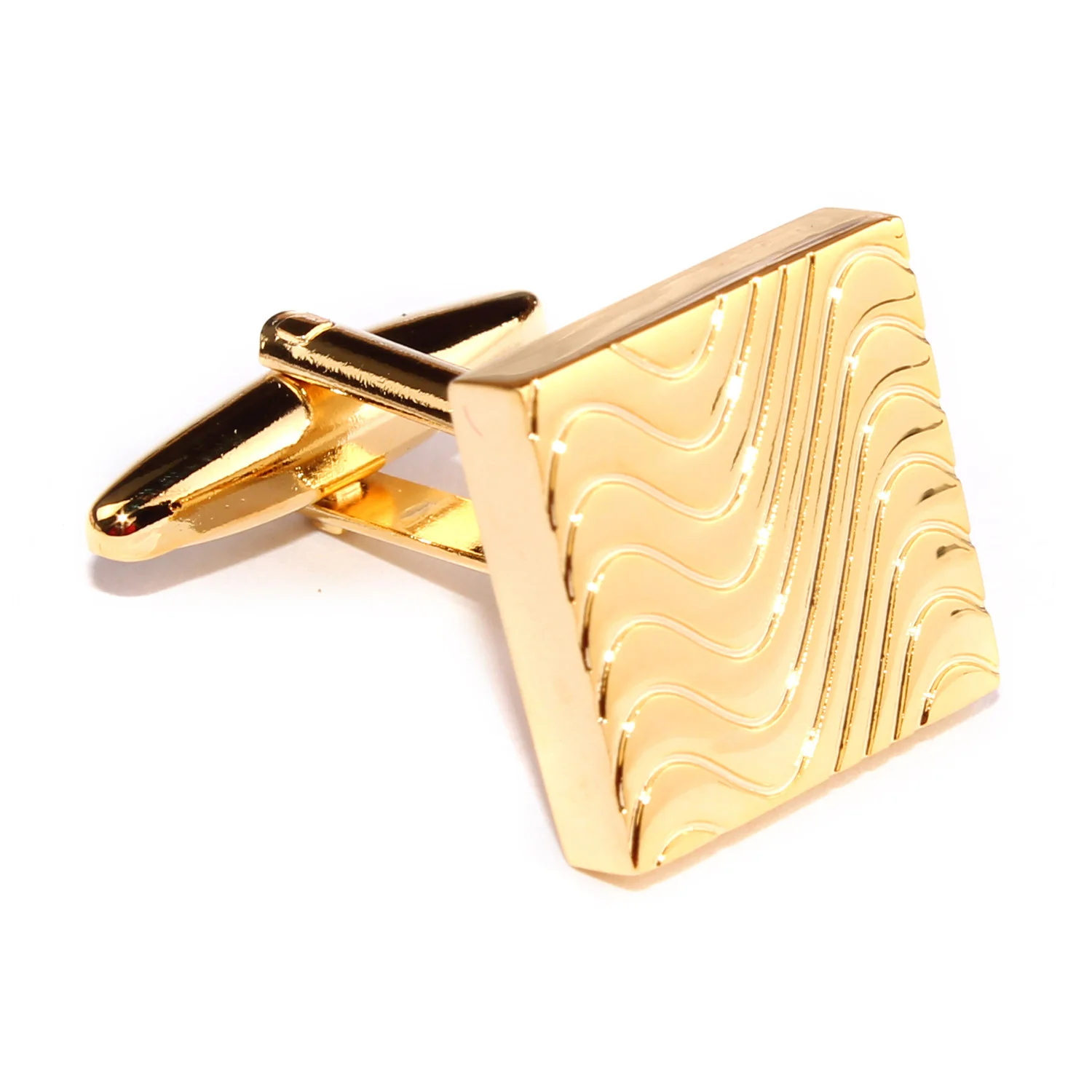Gold Square Wave Cufflinks - Image 3