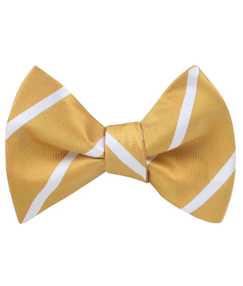 Gold Striped Self Bow Tie - Image 2