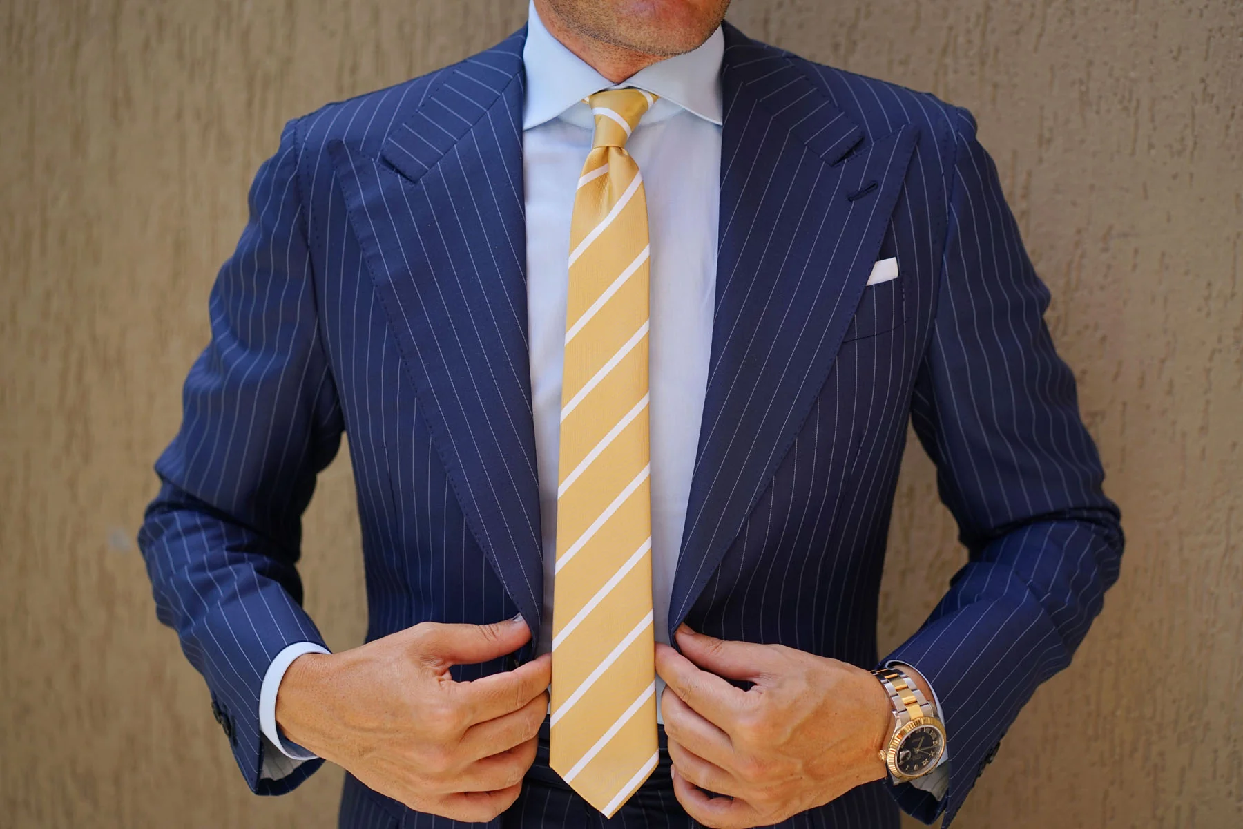 Gold Striped Skinny Tie - Image 6