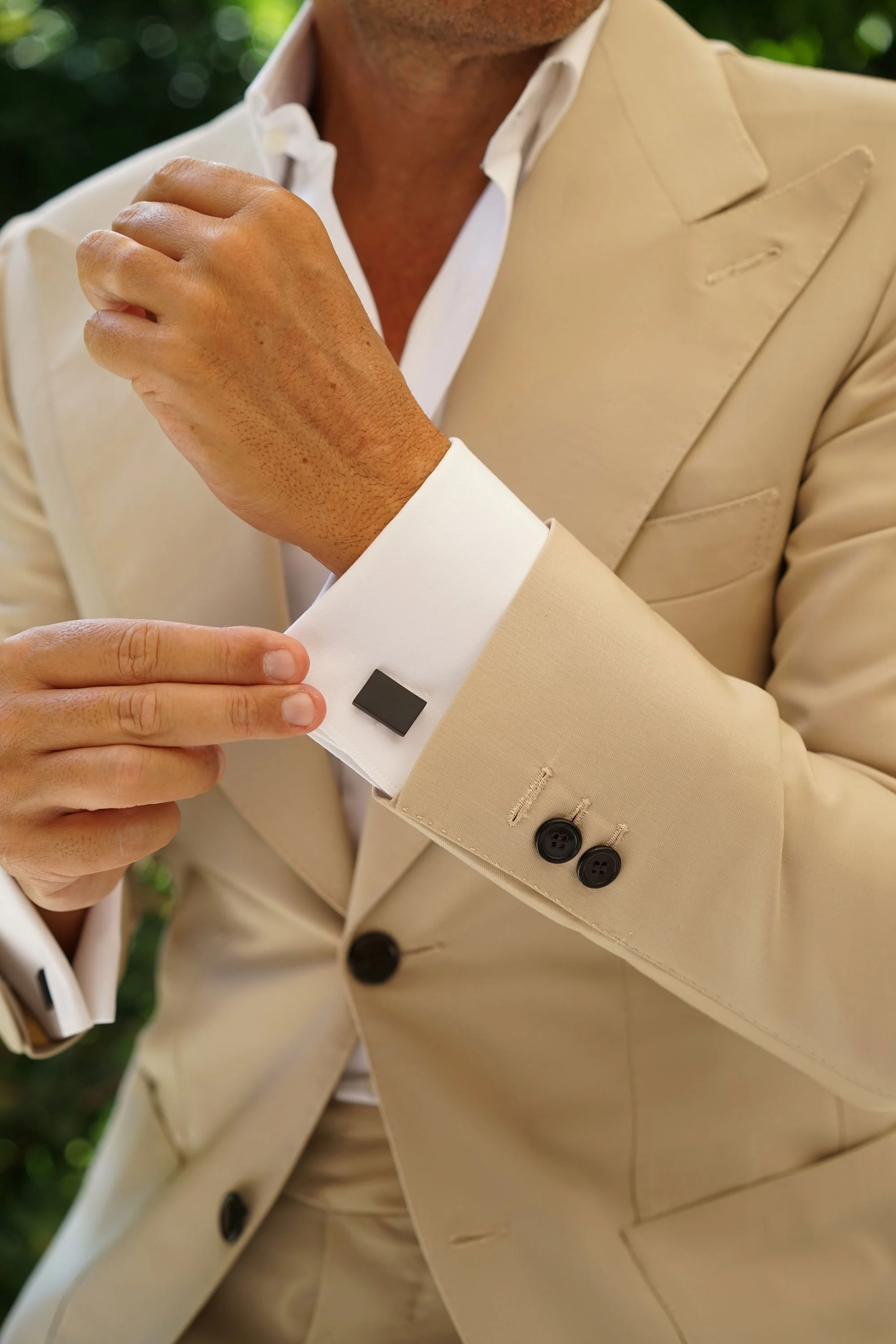 Goya Matte Black Rectangle Cufflinks - Image 5