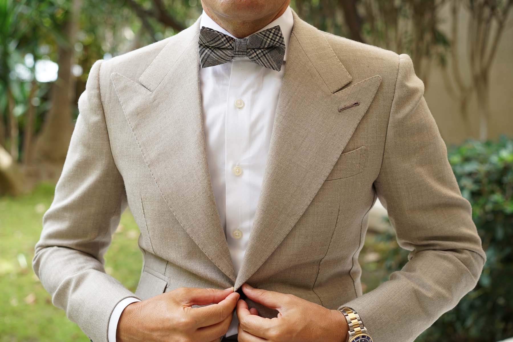 Gray Glenurquhart Linen Bow Tie - Image 3
