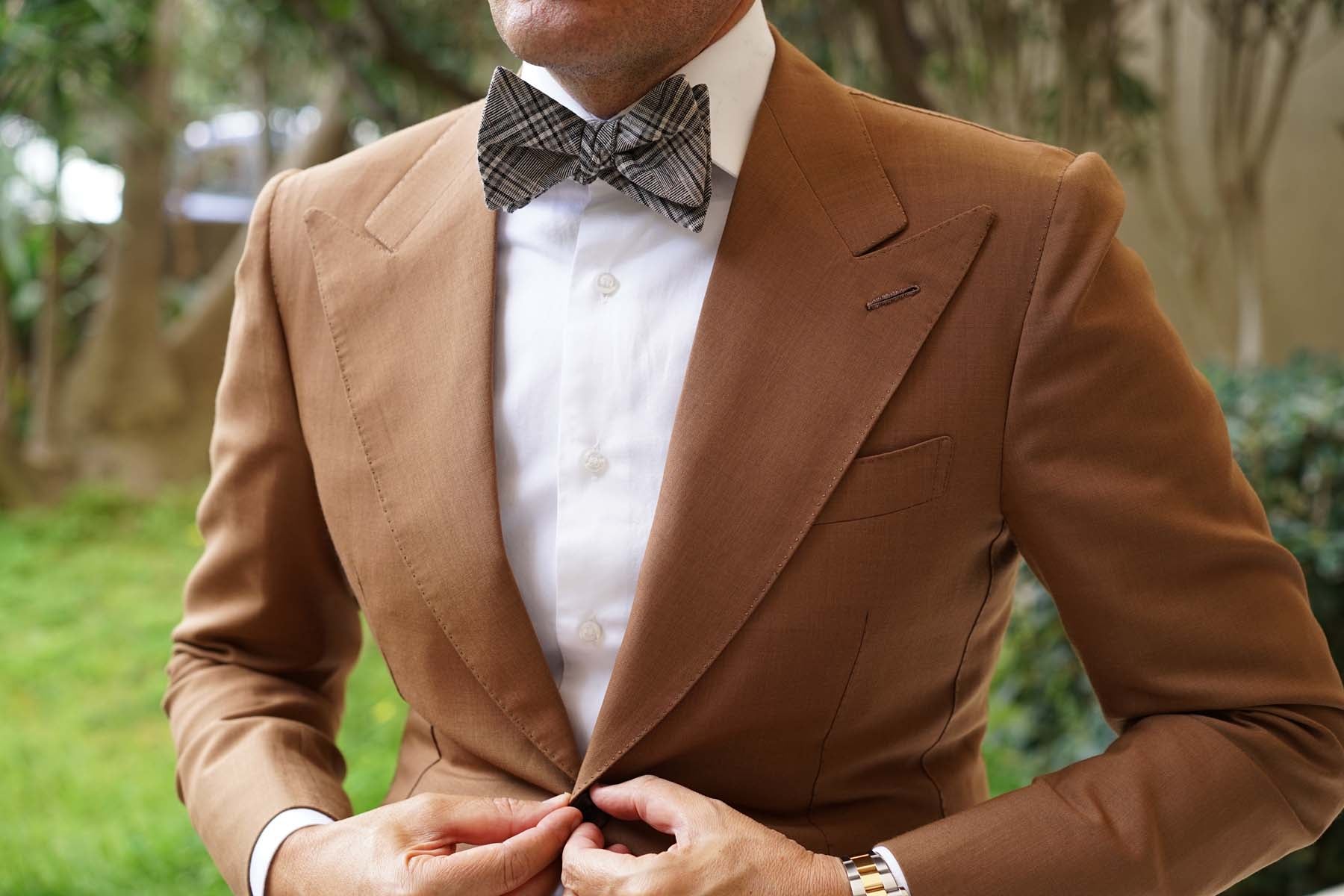 Gray Glenurquhart Linen Self Bow Tie - Image 4