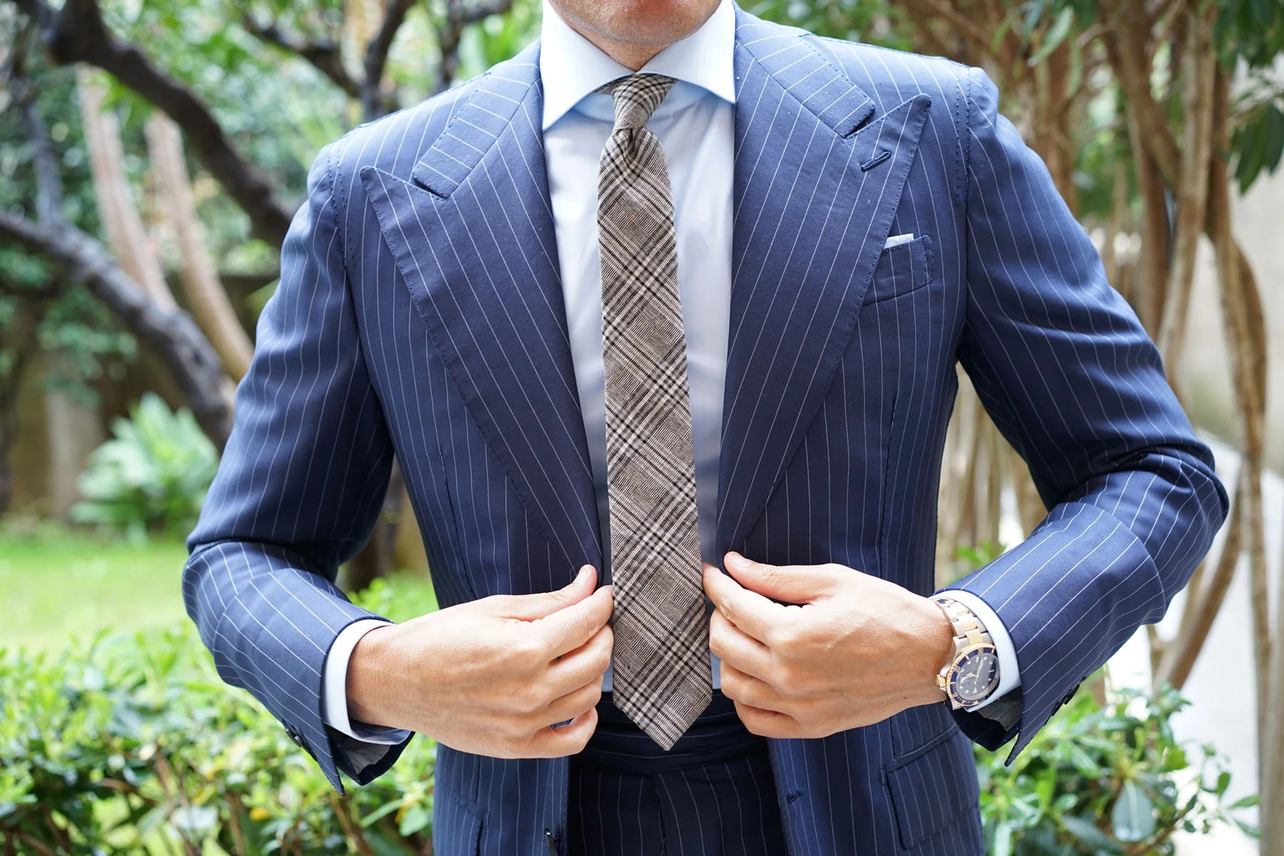 Gray Glenurquhart Linen Skinny Tie - Image 6
