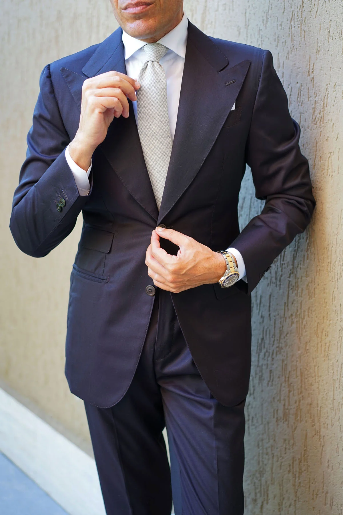 Gray Houndstooth Khaki Linen Tie - Image 8