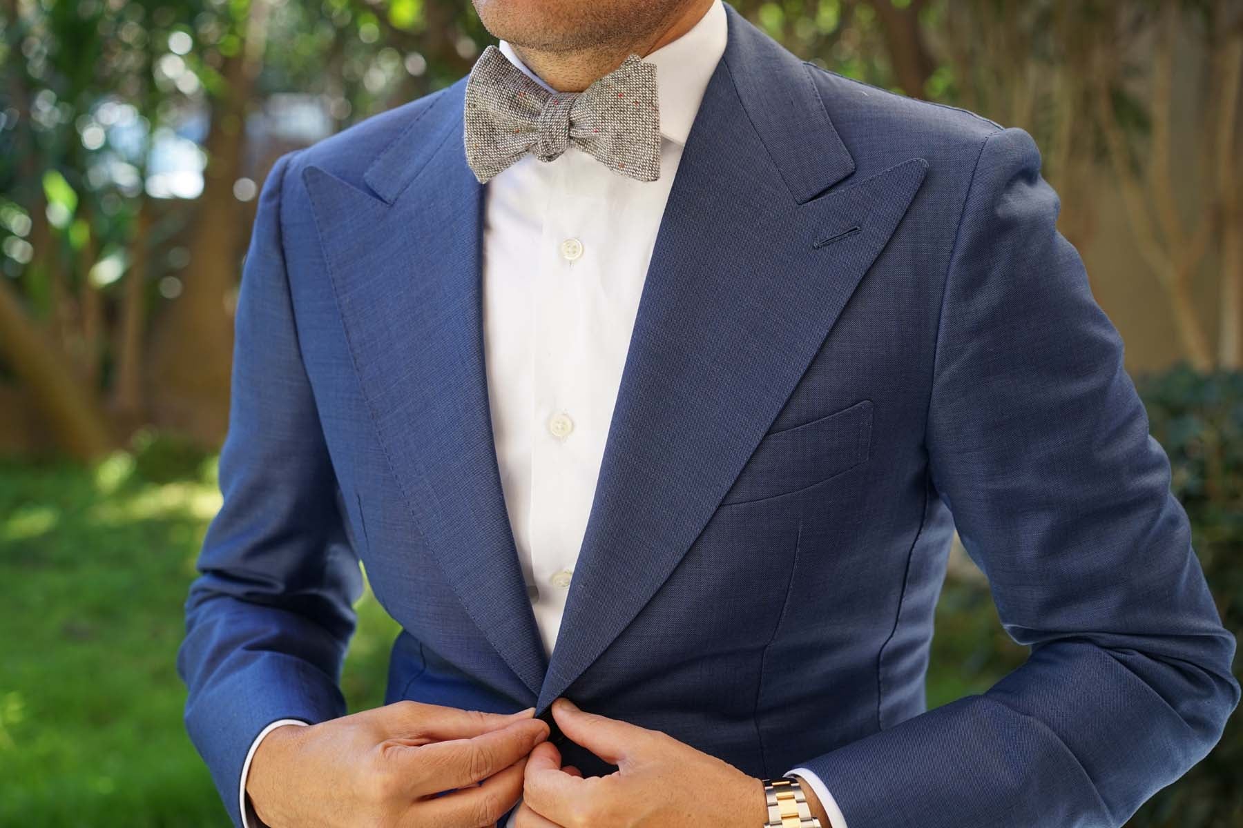 Gray Sharkskin Self Bow Tie - Image 4
