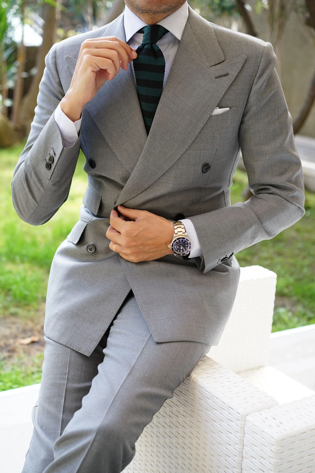 Green Mamba Striped Knitted Tie - Image 7
