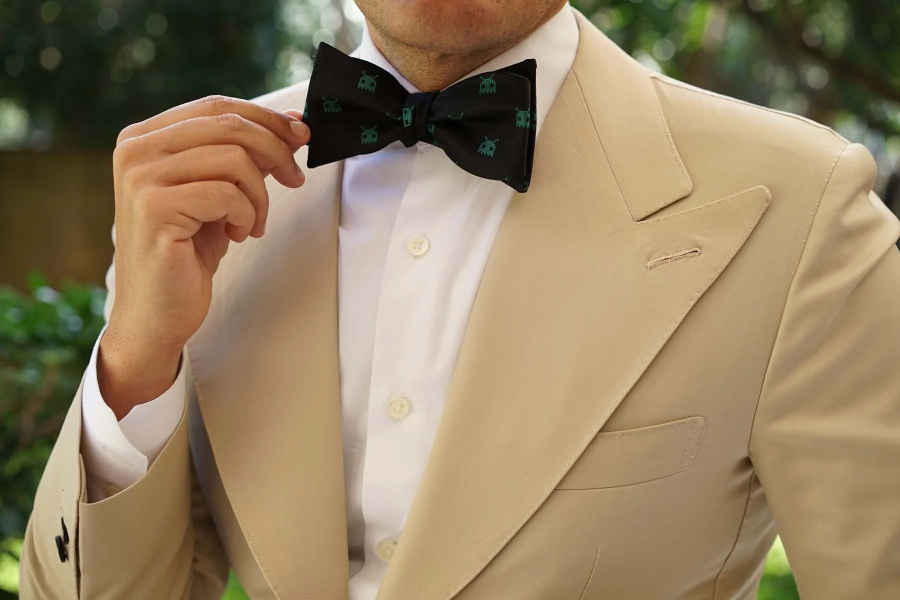 Green Pixel Creature Self Bow Tie - Image 7