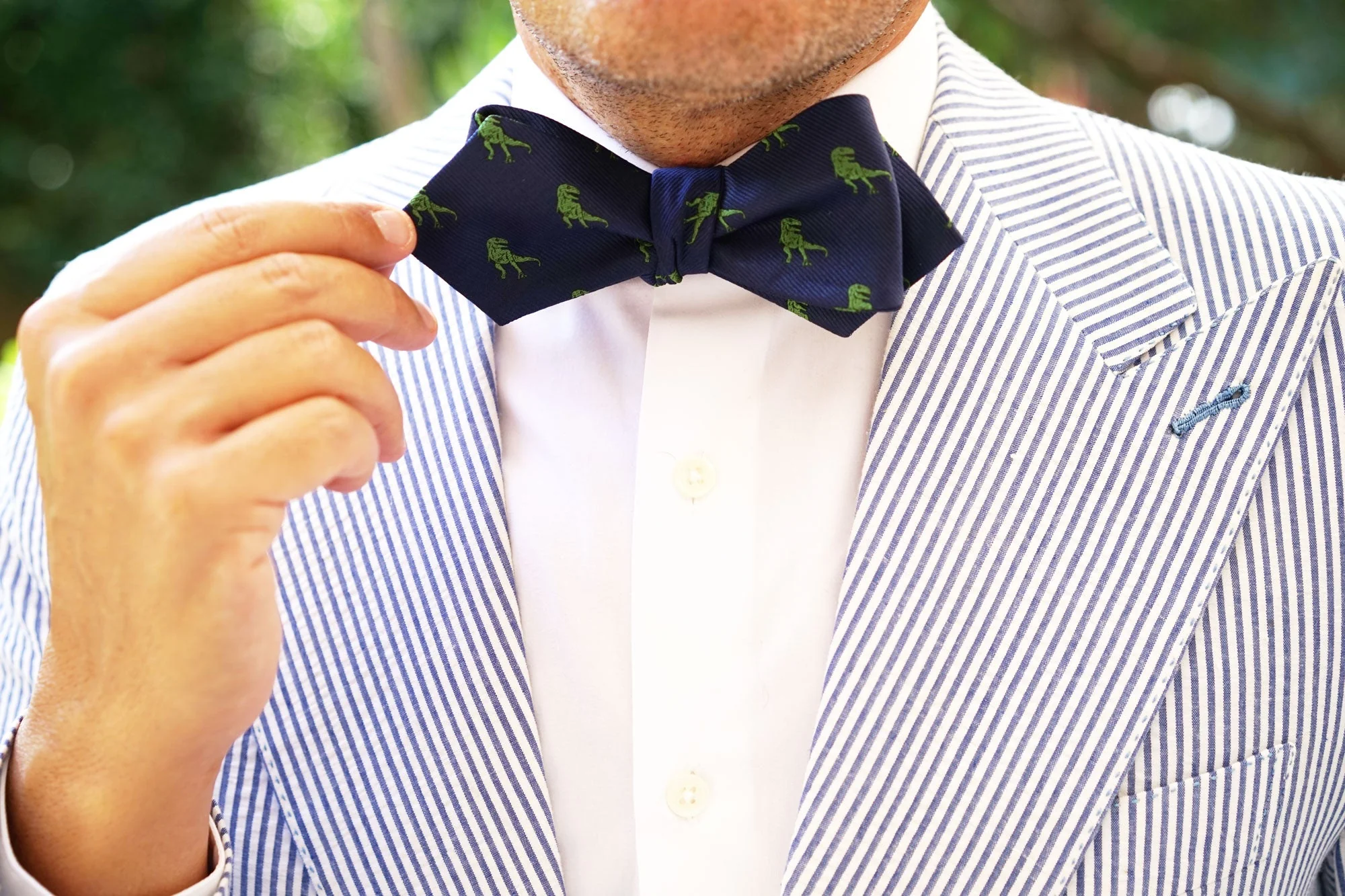 Green T-Rex Dinosaur Diamond Self Bow Tie - Image 10