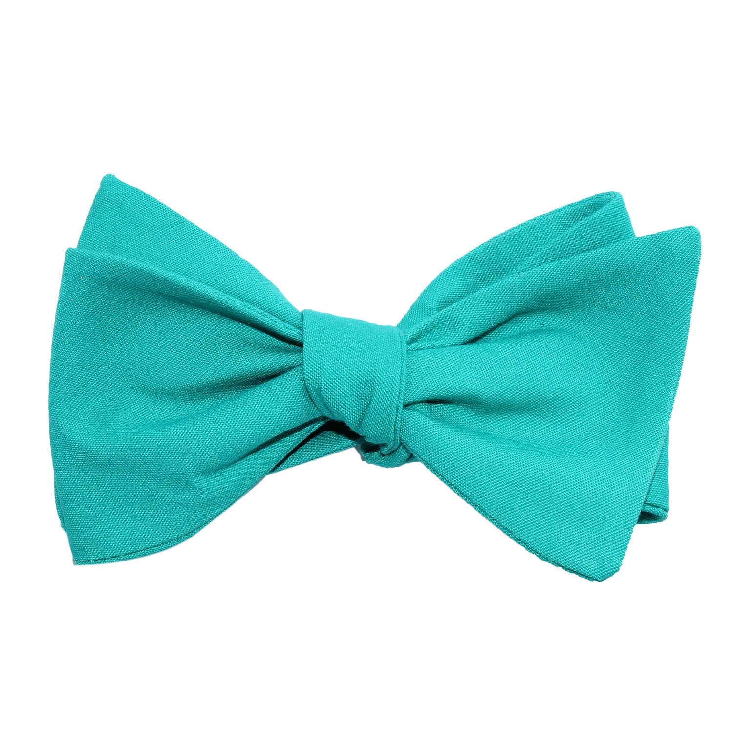 Green Teal Cotton Self Tie Bow Tie - Image 2