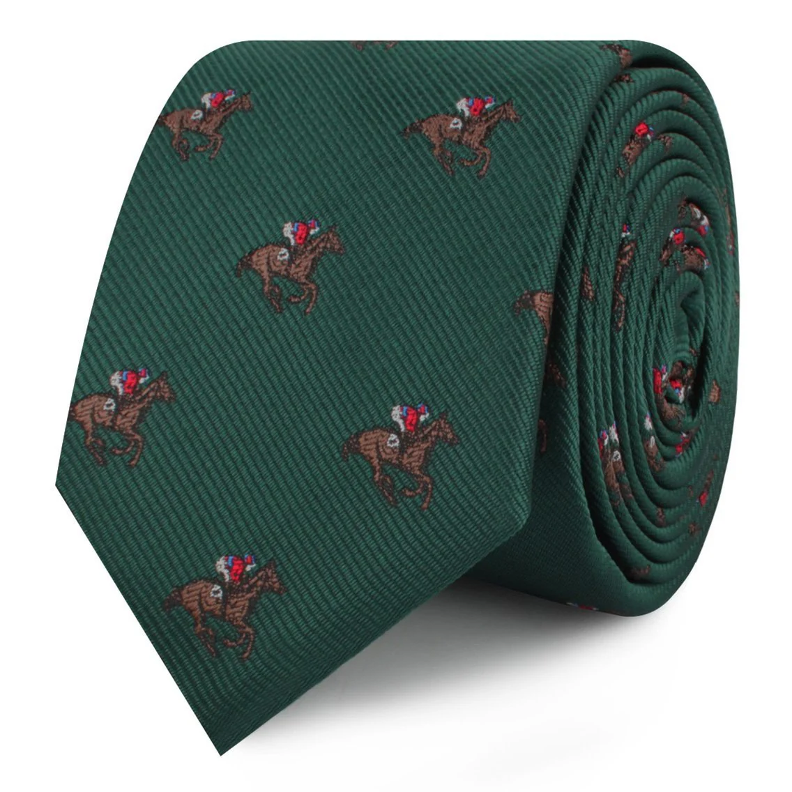 Green Victory Racehorse Skinny Tie - Image 2