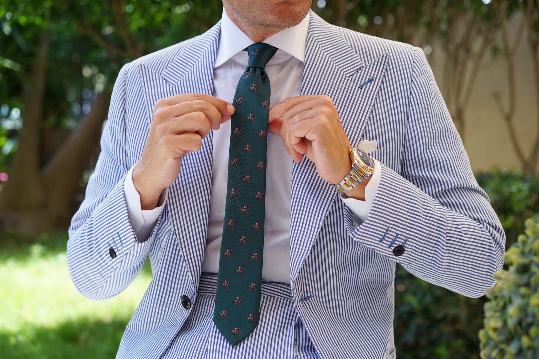 Green Victory Racehorse Skinny Tie - Image 4