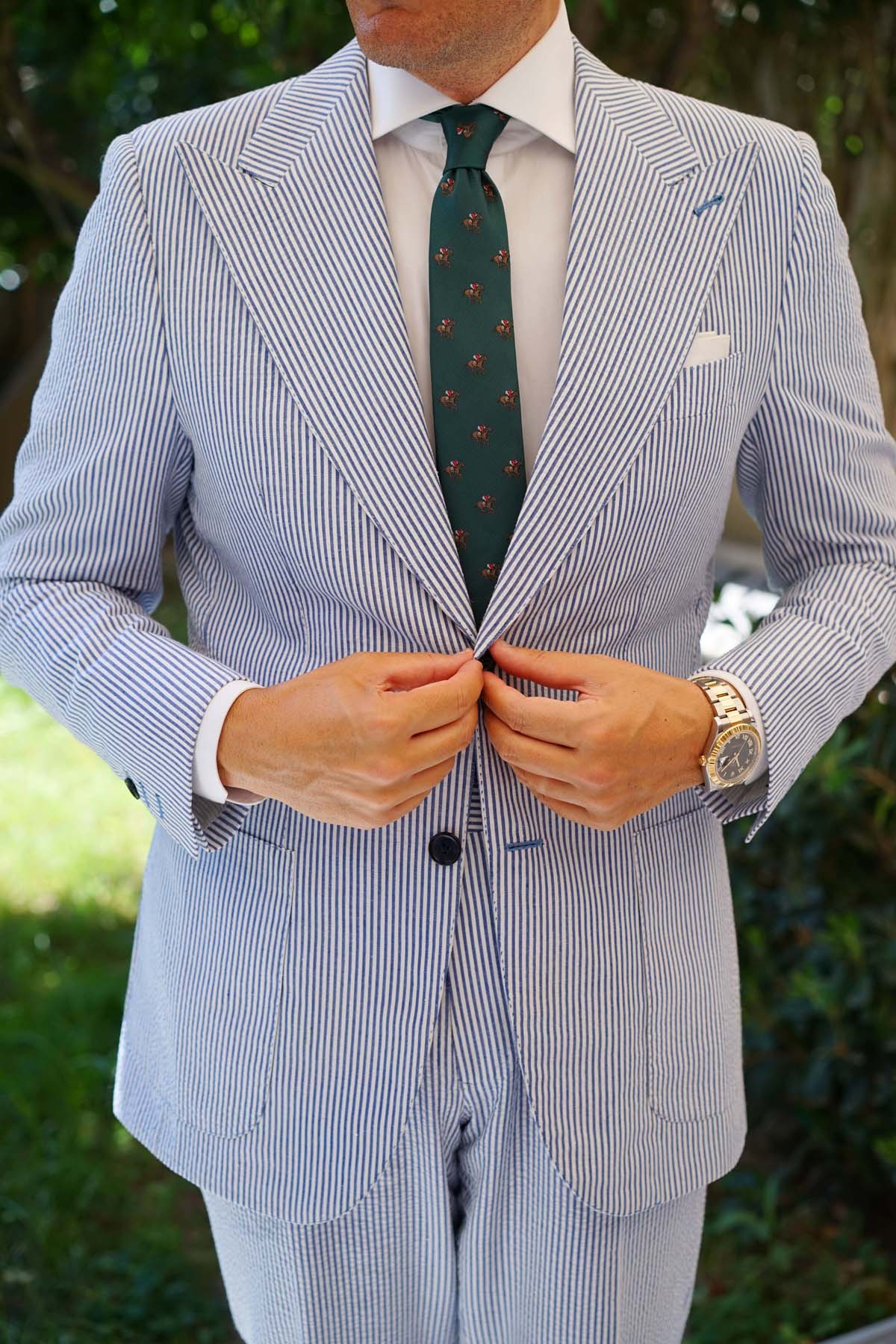 Green Victory Racehorse Skinny Tie - Image 5