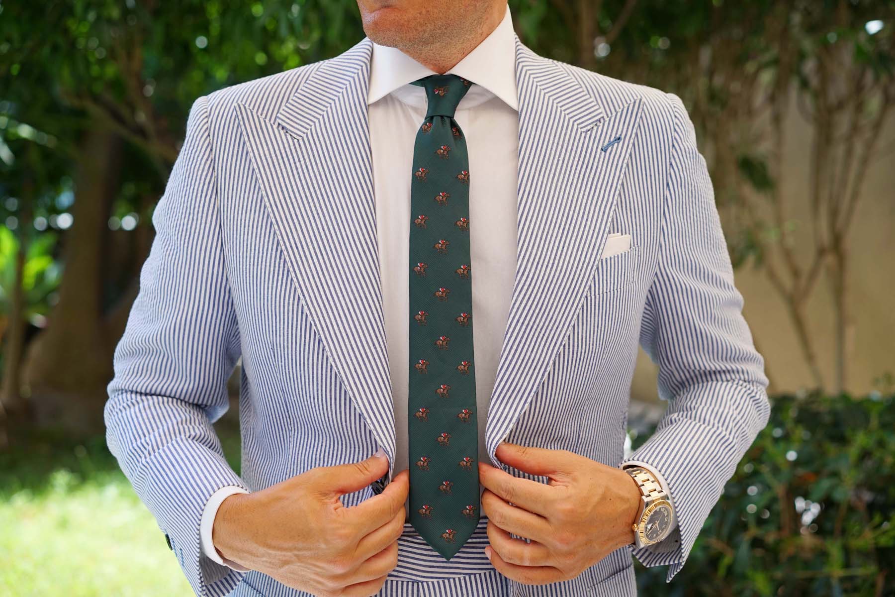 Green Victory Racehorse Skinny Tie - Image 6