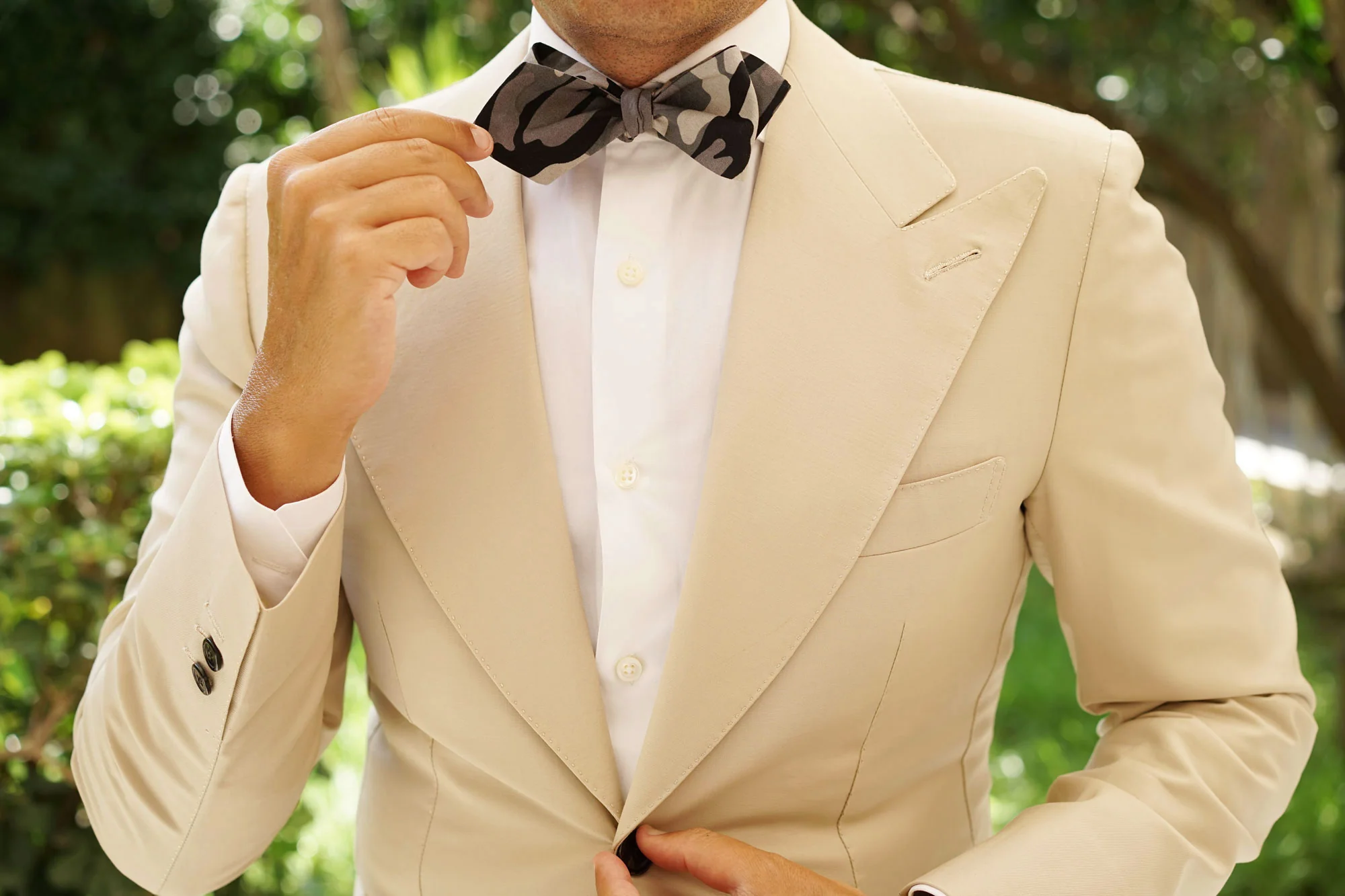 Grey Camo Diamond Self Bow Tie - Image 6