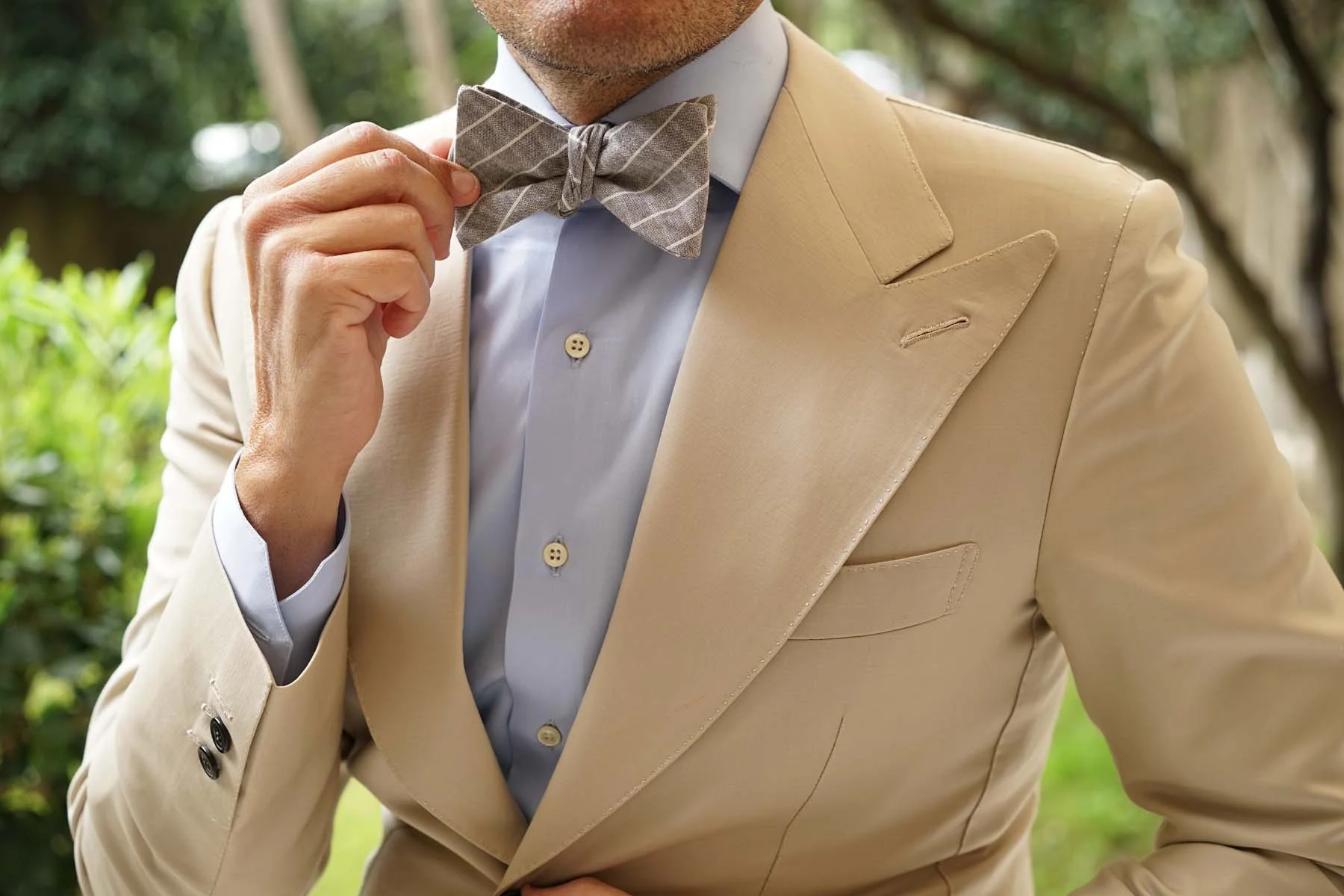 Grey Edinburgh Pinstripe Self Bow Tie - Image 6