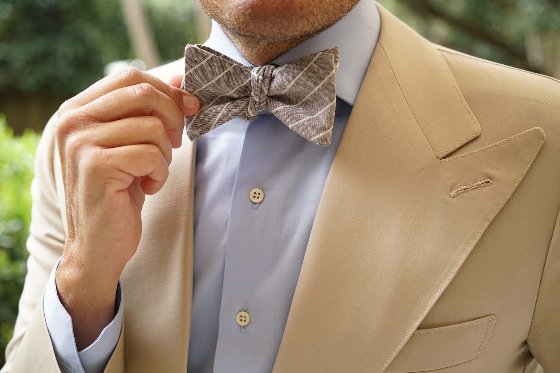 Grey Edinburgh Pinstripe Self Bow Tie - Image 7