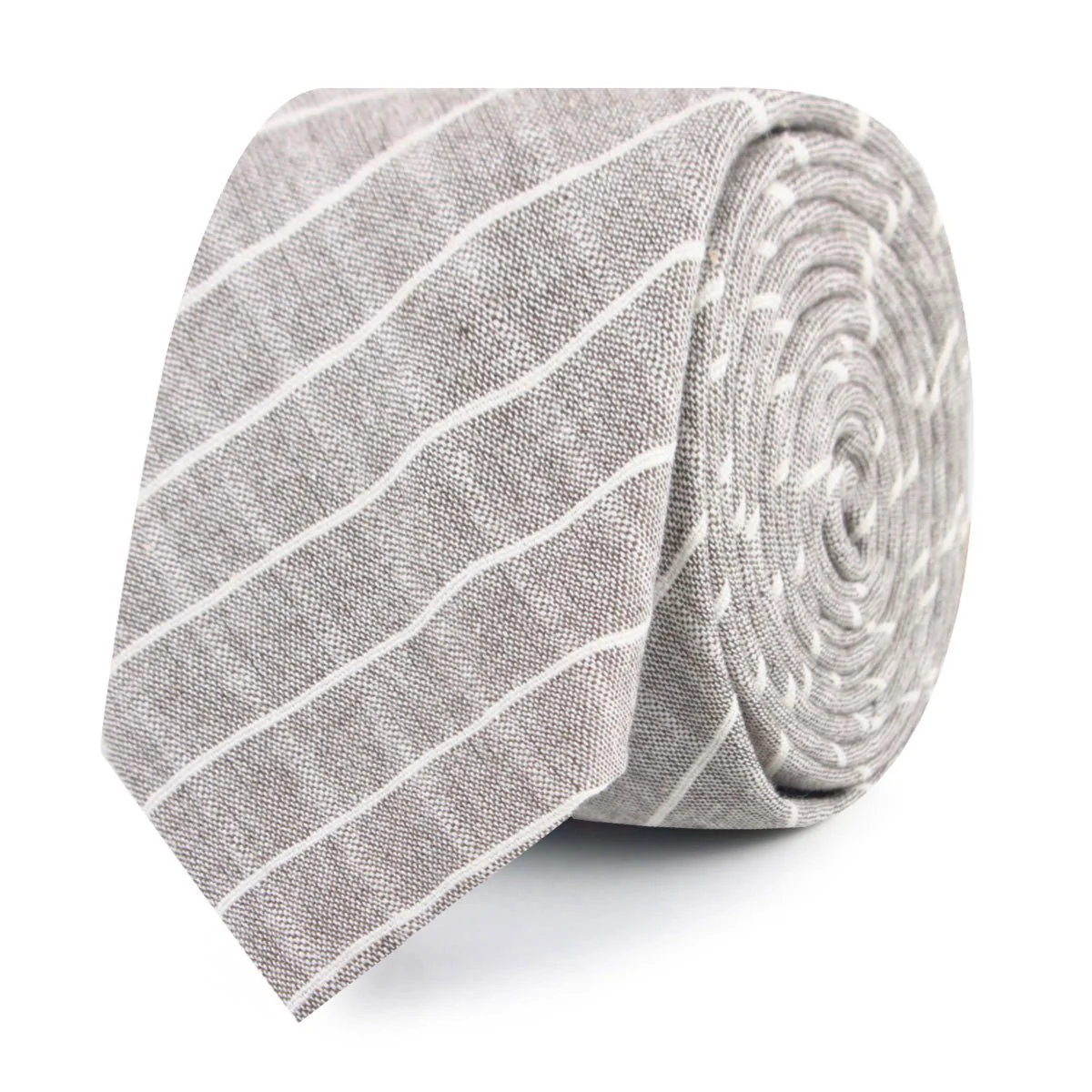 Grey Edinburgh Pinstripe Skinny Tie - Image 2