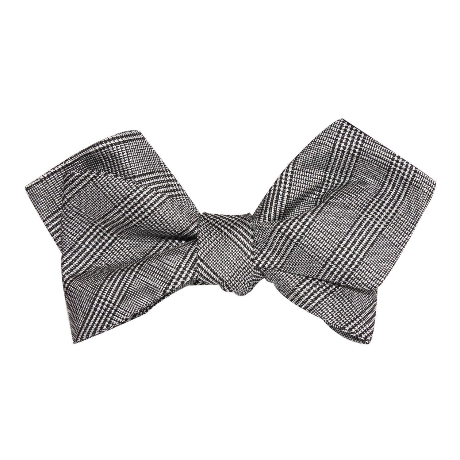 Grey Glen Plaid Self Tie Diamond Tip Bow Tie - Image 3