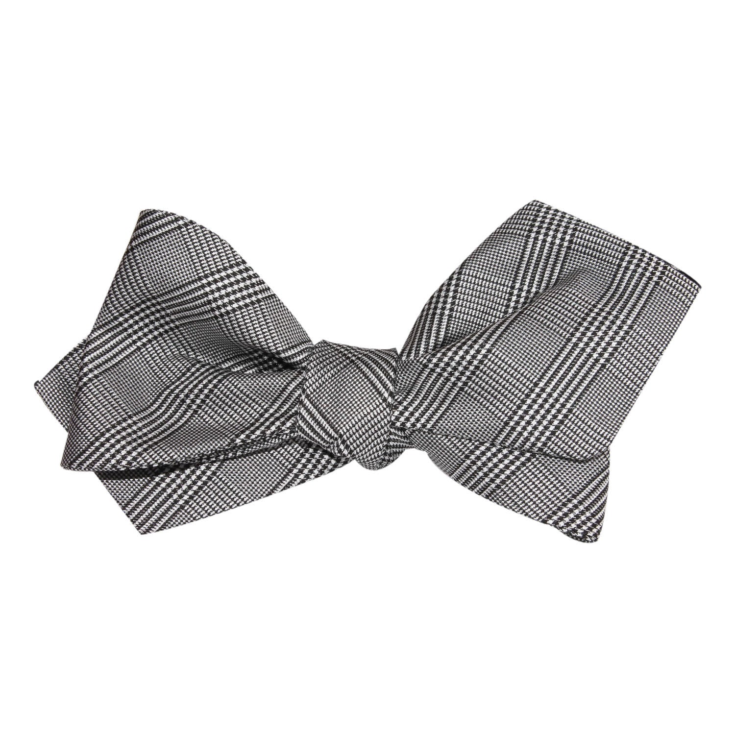 Grey Glen Plaid Self Tie Diamond Tip Bow Tie - Image 4