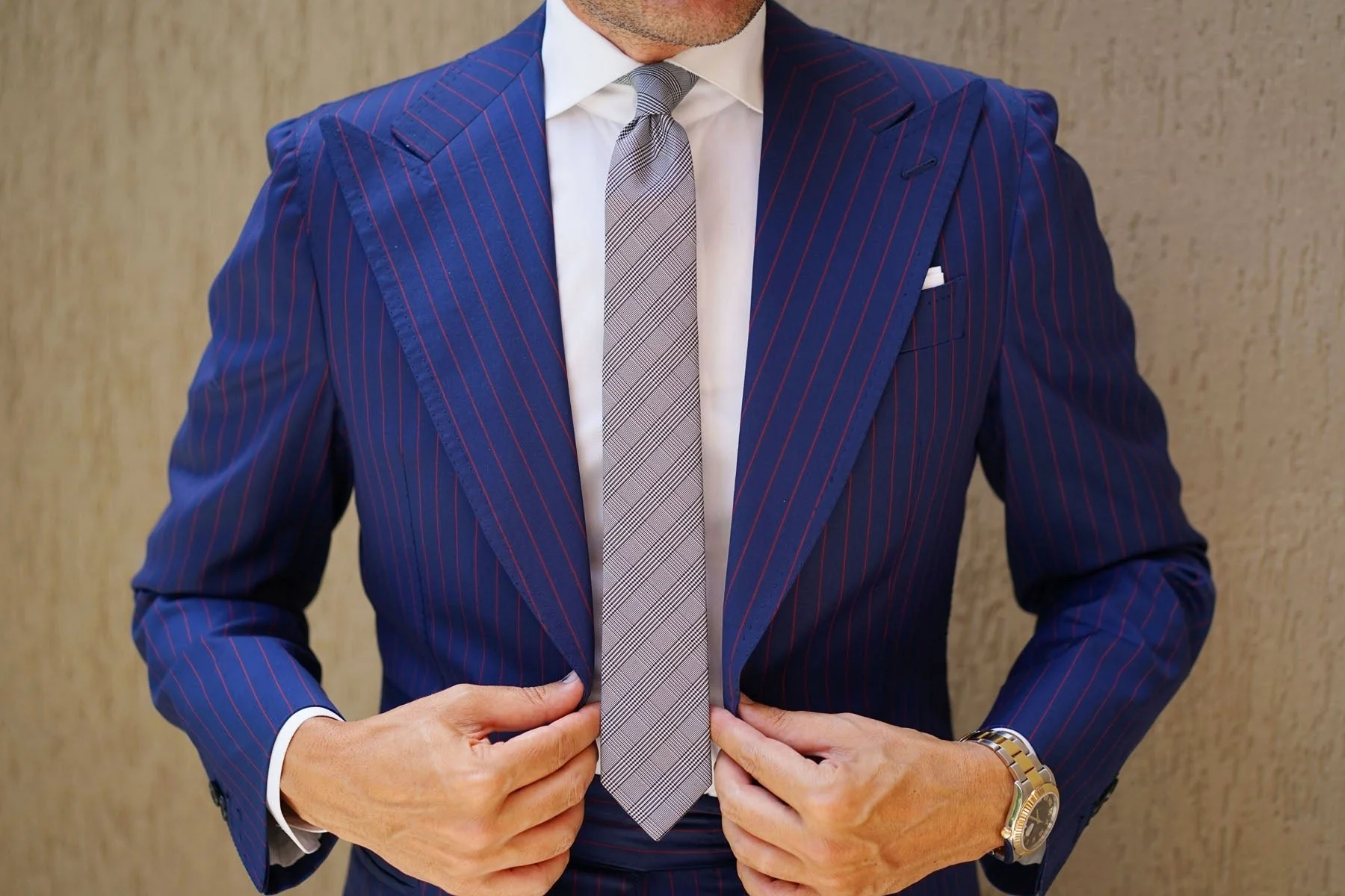 Grey Glen Plaid Skinny Tie - Image 9