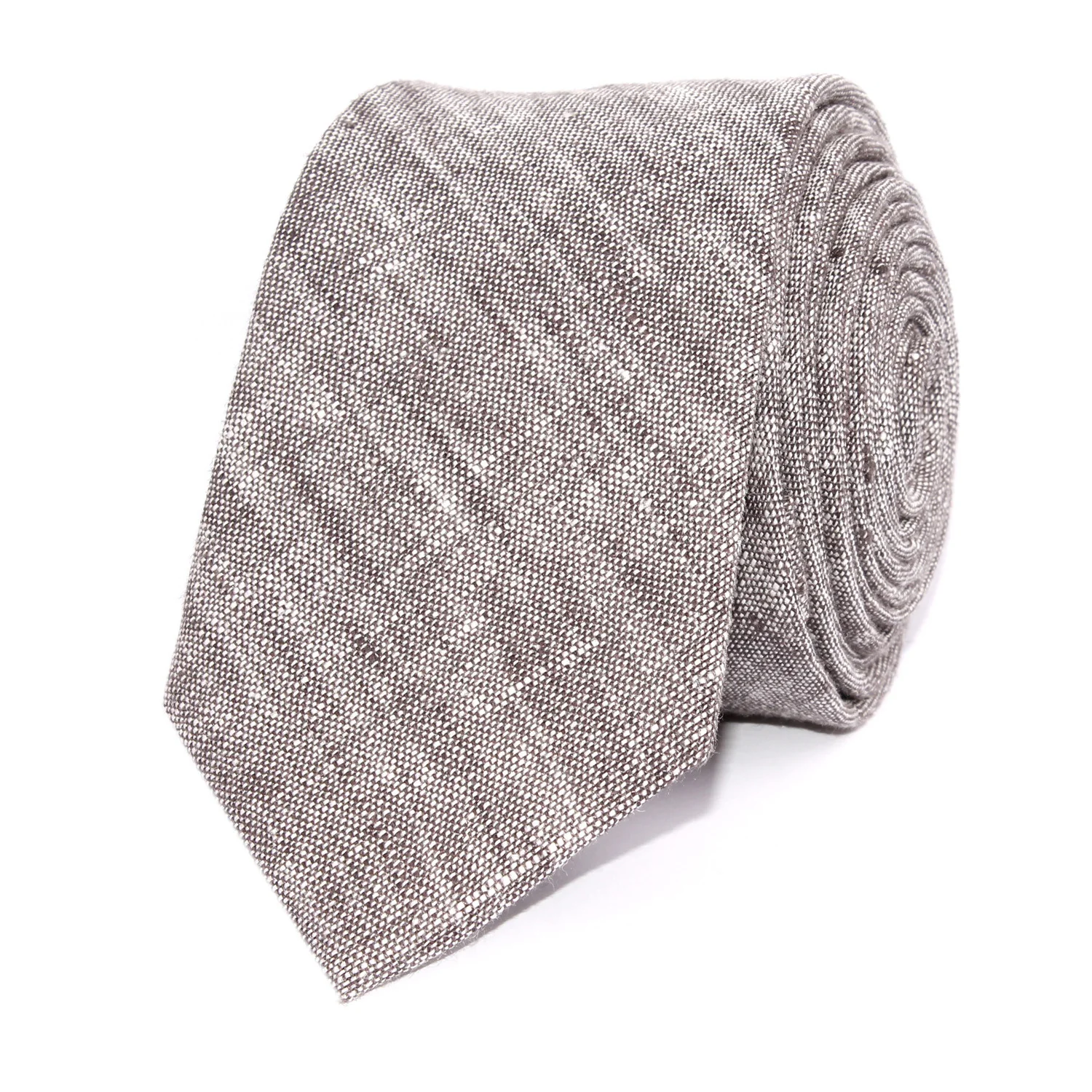 Grey Linen Chambray Skinny Tie - Image 2