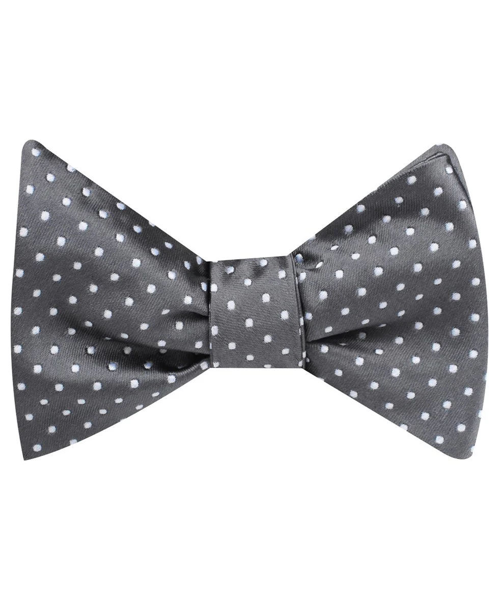 Grey Mini Polka Dots Self Bow Tie - Image 2