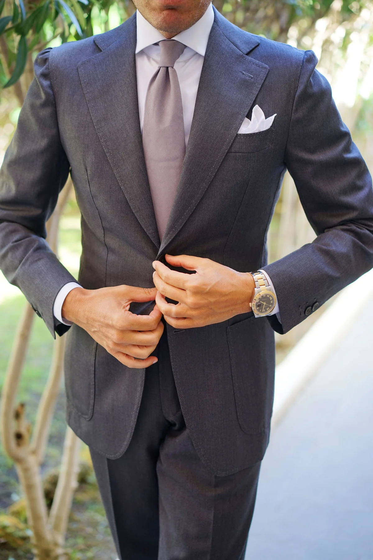 Grey Slub Linen Necktie - Image 10