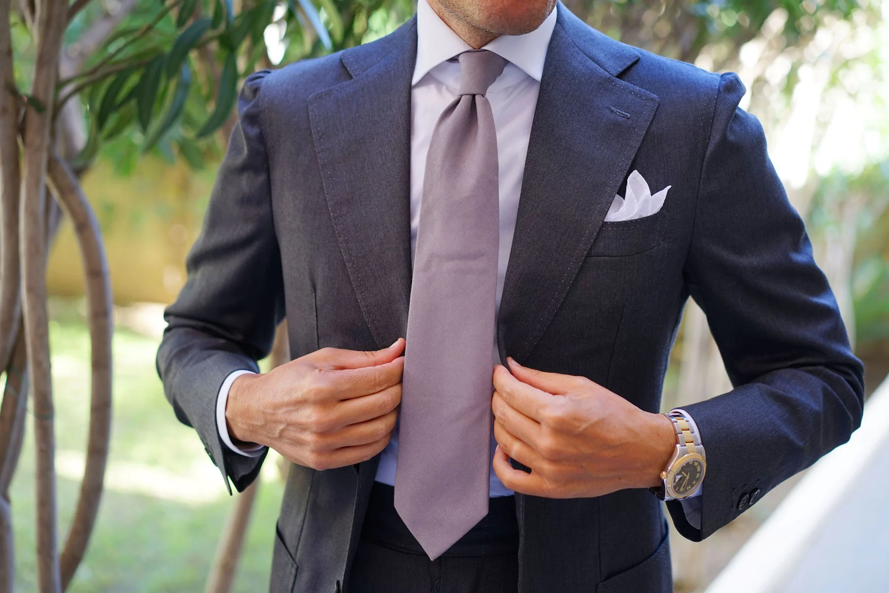 Grey Slub Linen Necktie - Image 11